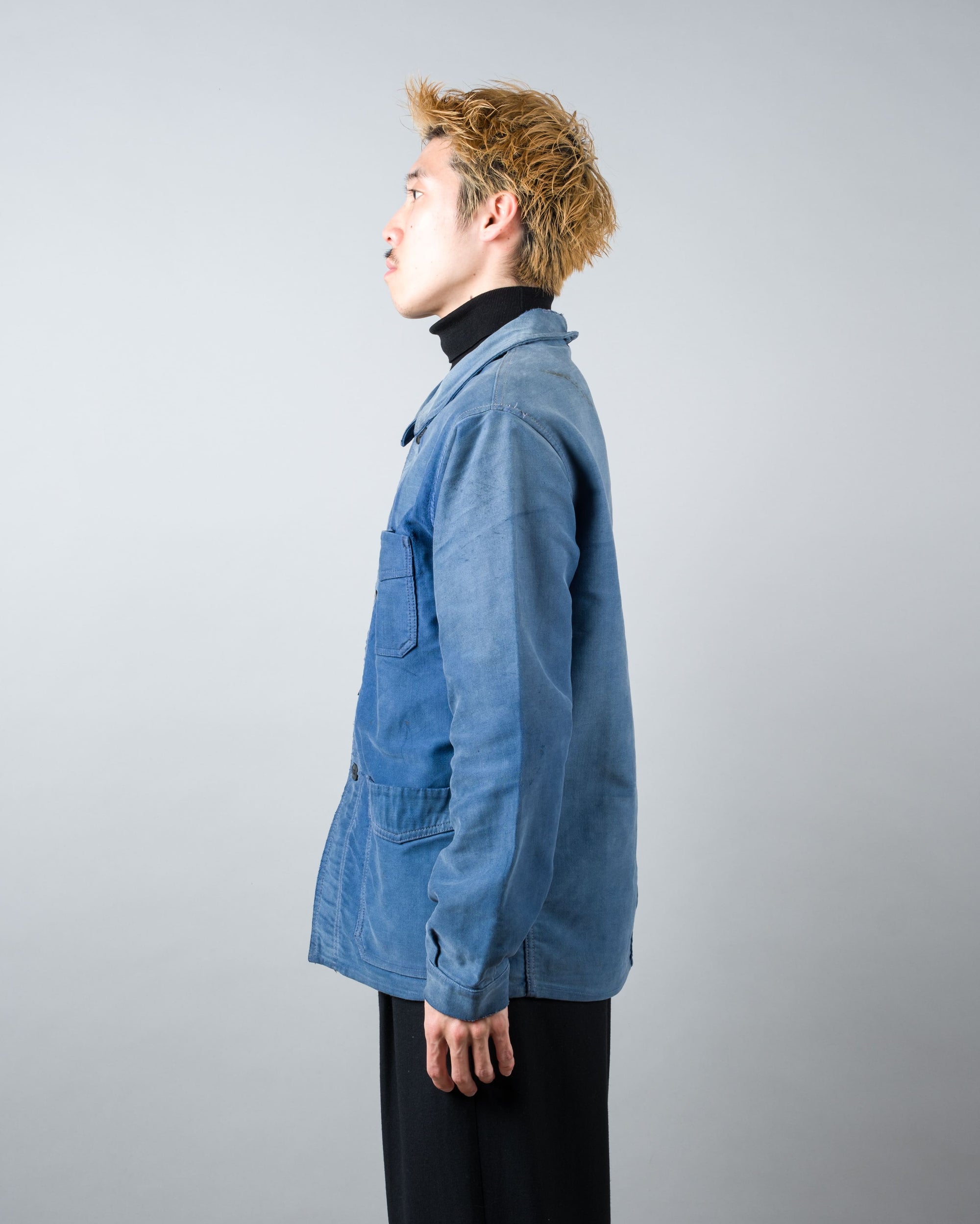 ［~50’s］French Vintage Blue Moleskin Work Jacket "Le Mont St Michel"