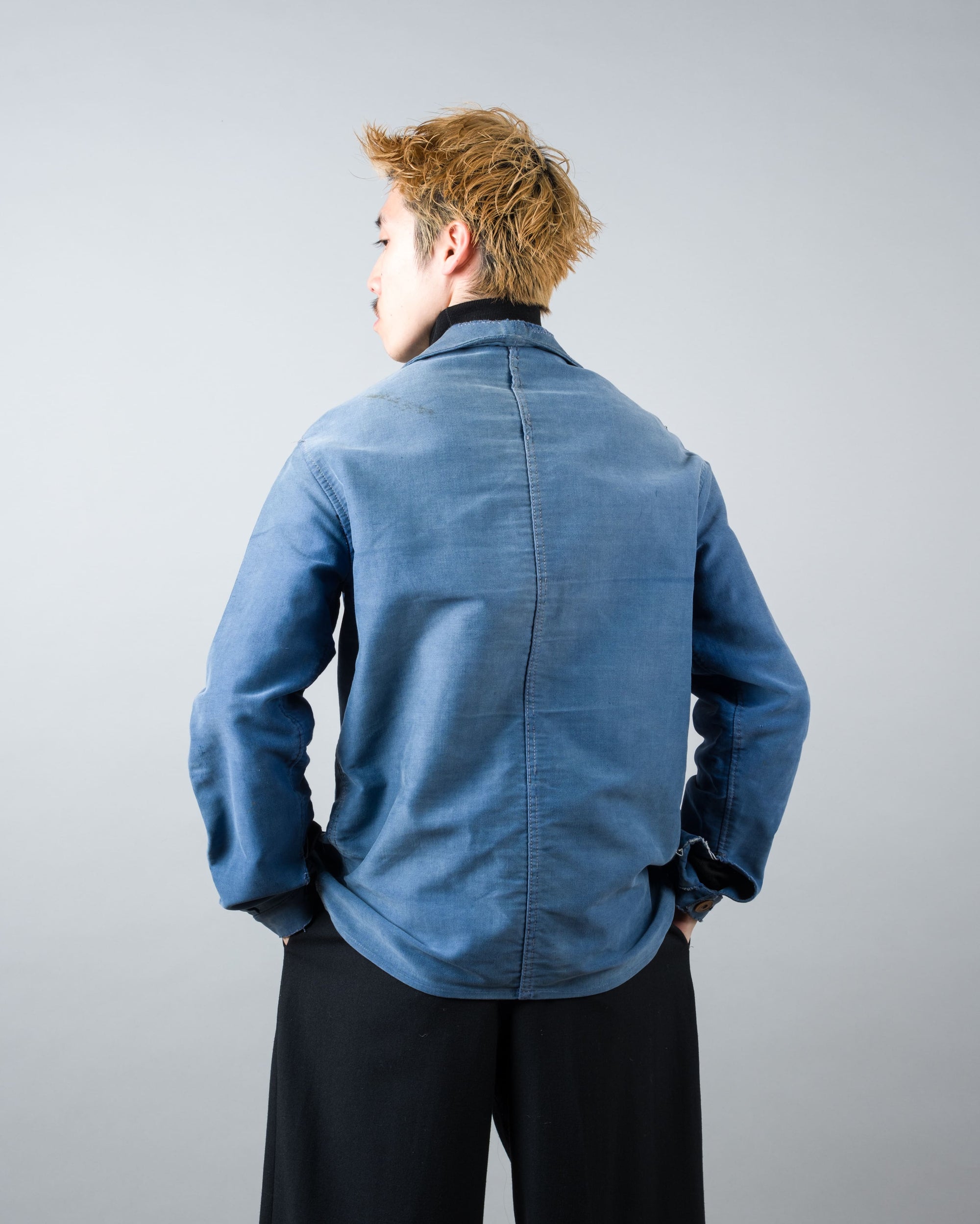 ［~50’s］French Vintage Blue Moleskin Work Jacket "Le Mont St Michel"