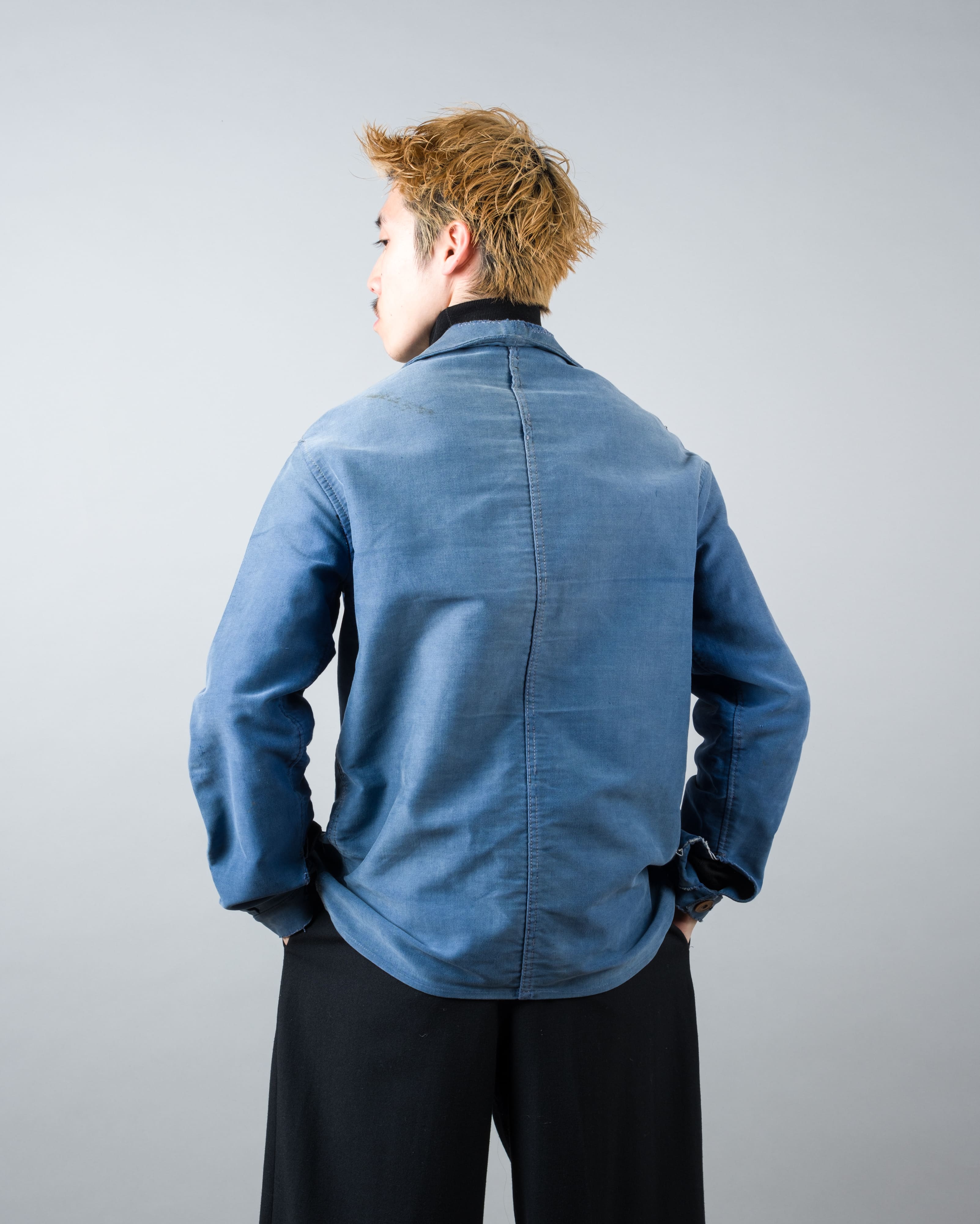 【~50’s】French Vintage Blue Moleskin Work Jacket "Le Mont St Michel"