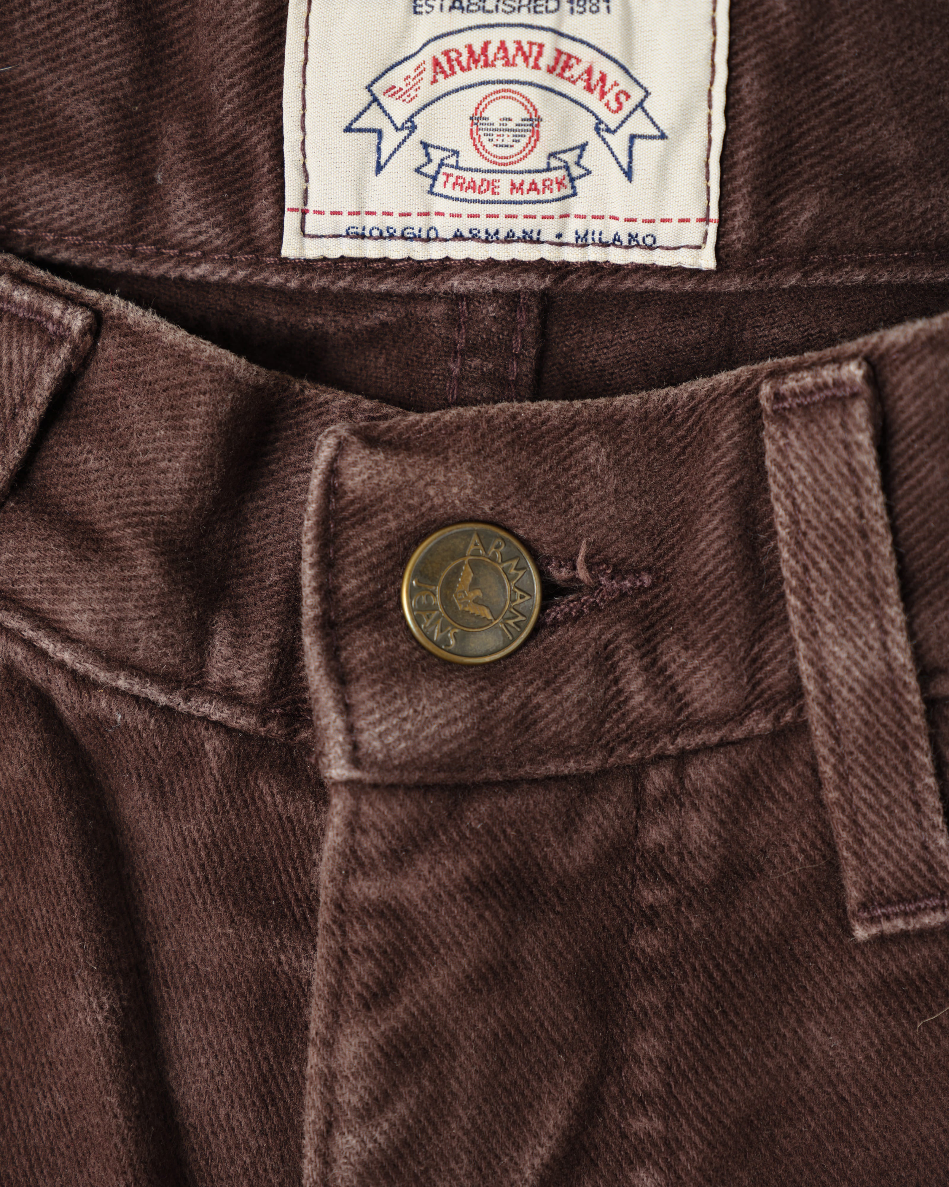 90's］Old ARMANI JEANS Brown Cotton Twill Trousers Size.30 | VIEUX