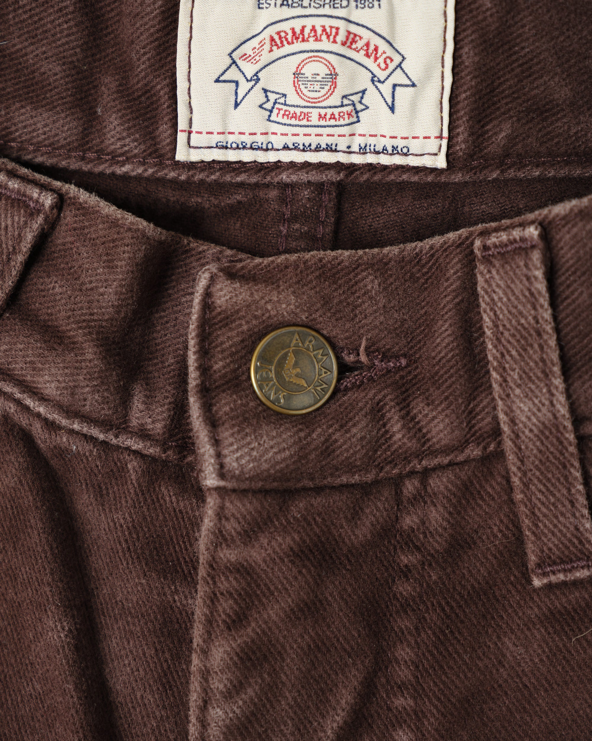 【~90’s】Old ARMANI JEANS Brown Cotton Twill Trousers Size.30