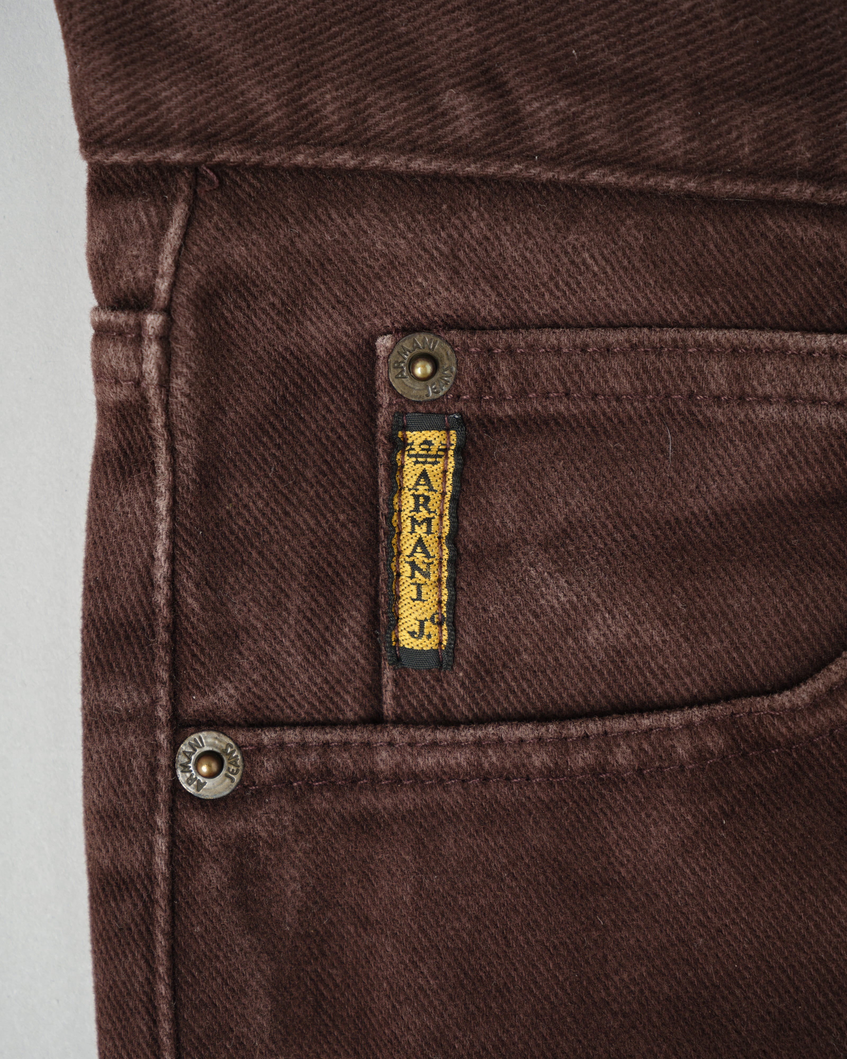 90's］Old ARMANI JEANS Brown Cotton Twill Trousers Size.30 | VIEUX
