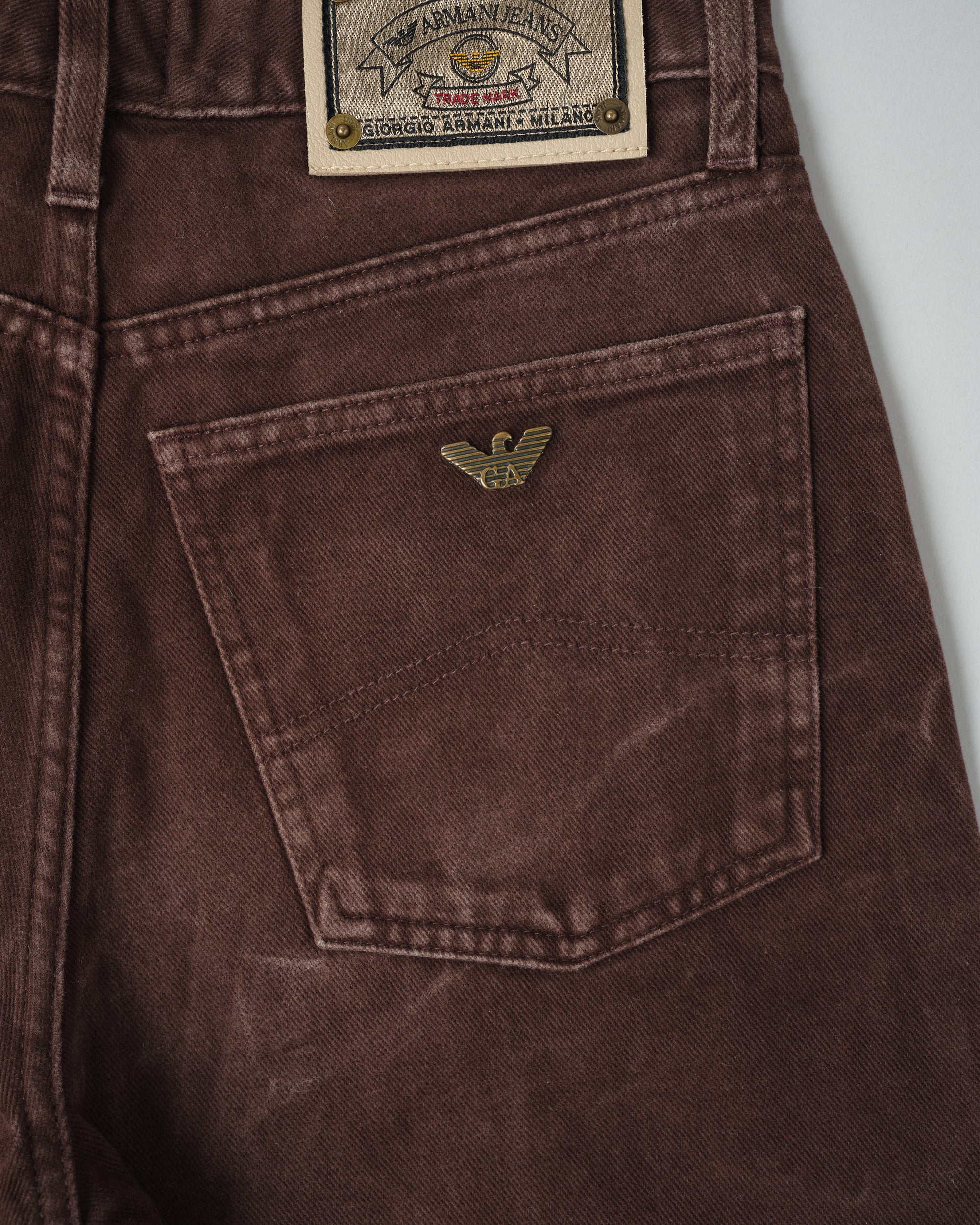 【~90’s】Old ARMANI JEANS Brown Cotton Twill Trousers Size.30