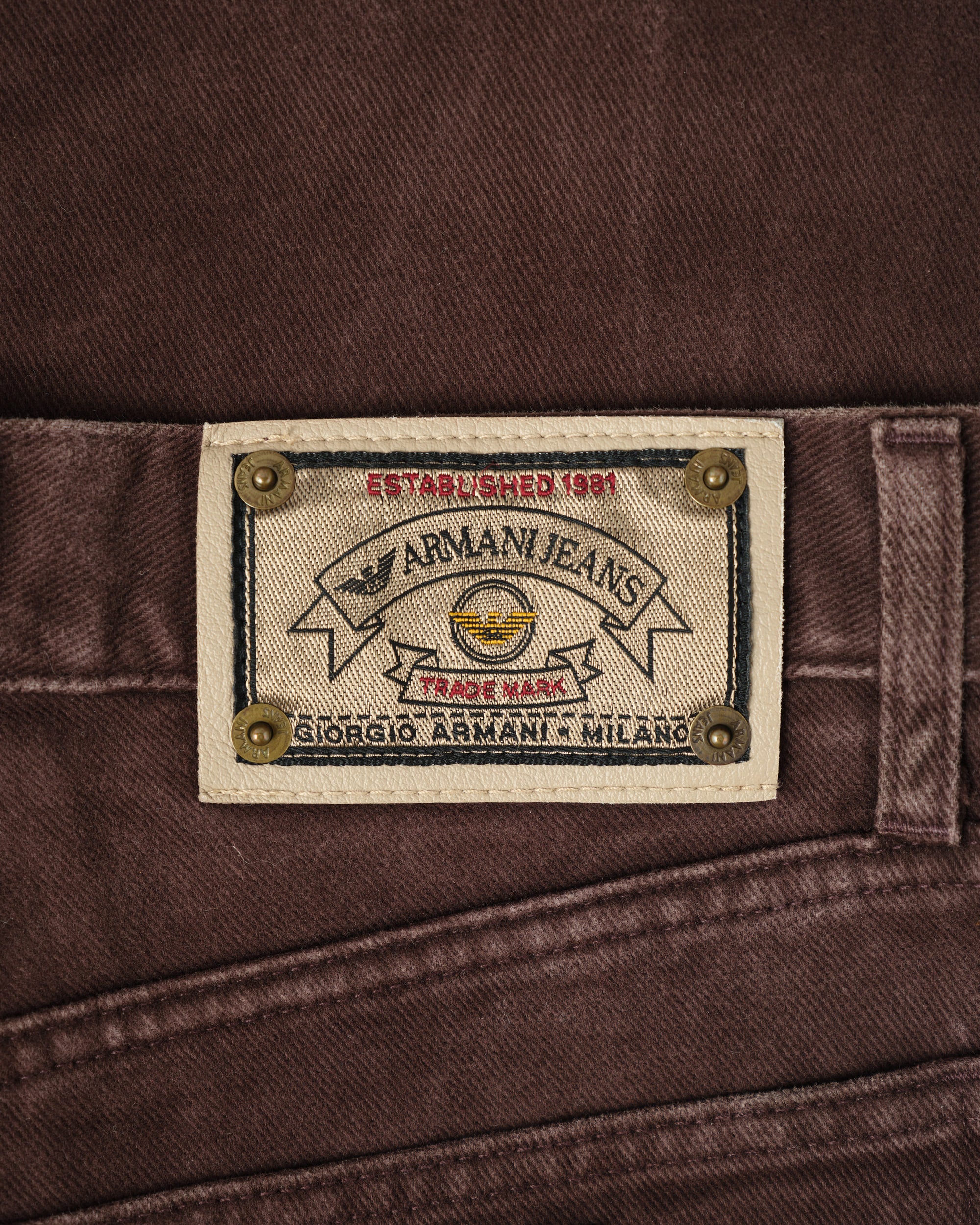 【~90’s】Old ARMANI JEANS Brown Cotton Twill Trousers Size.30