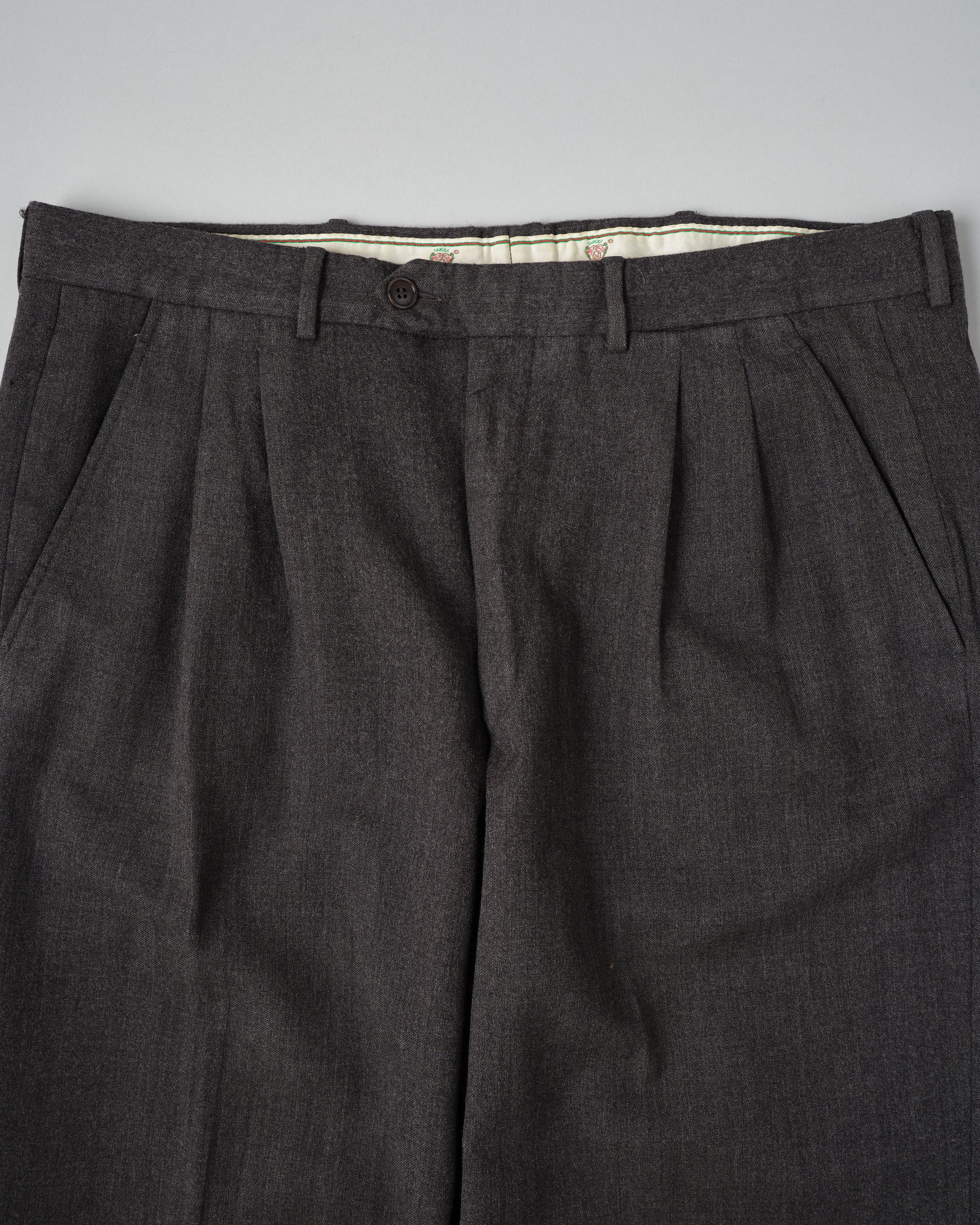 ［~70's］Old GUCCI 2 Tuck Turn Up Wool Trousers Size.52