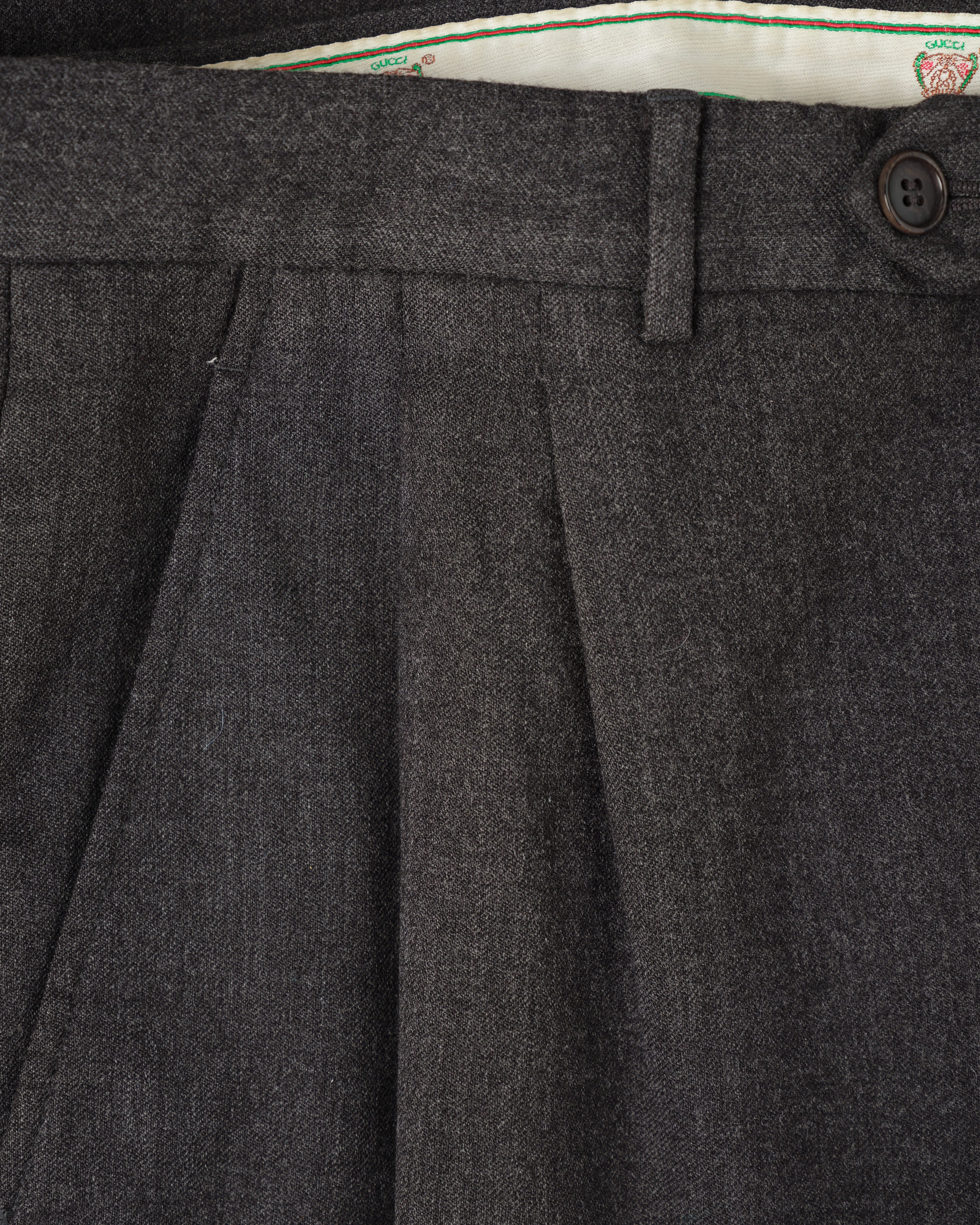 [~70's] Old GUCCI 2 Tuck Turn Up Wool Trousers Size.52