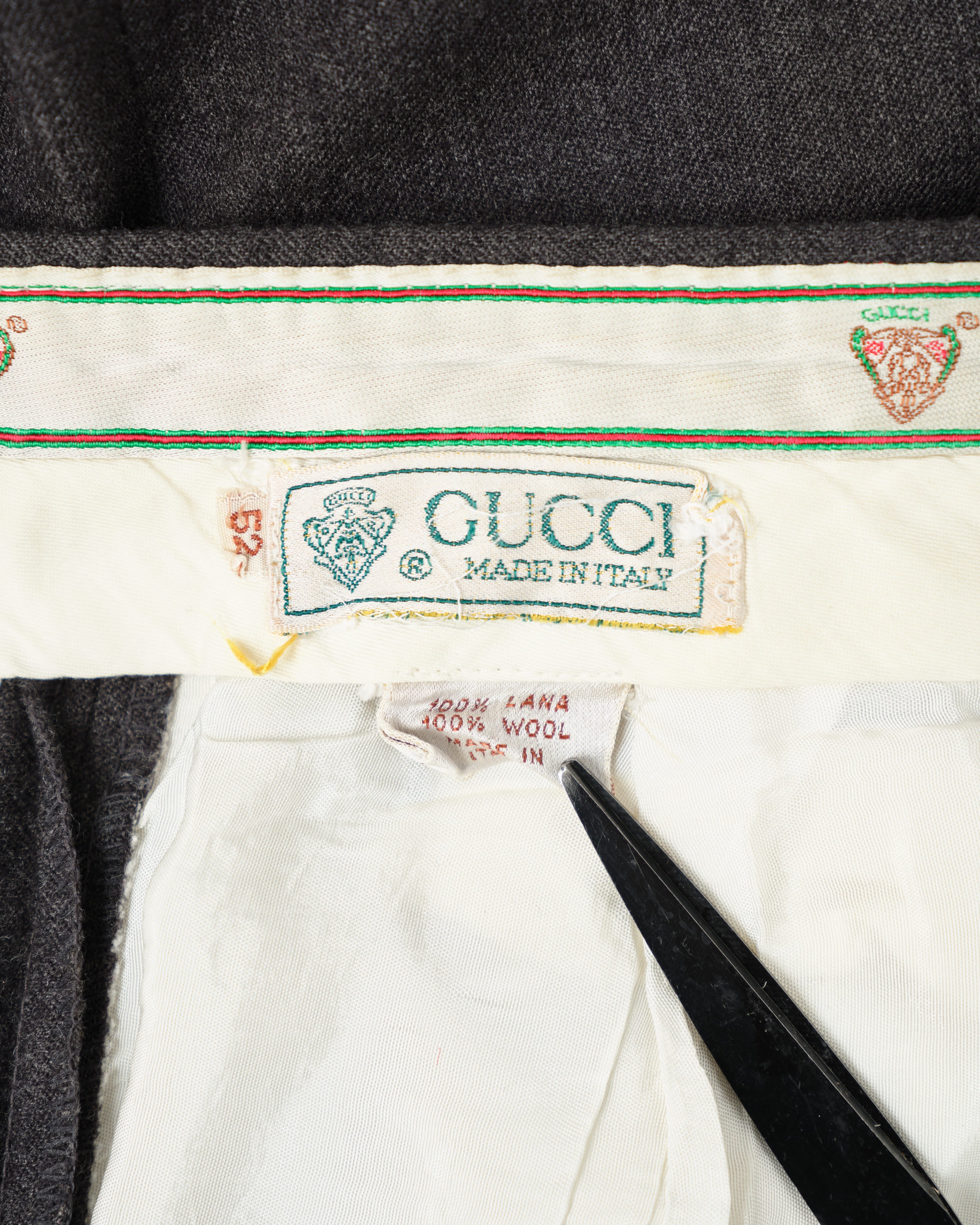 [~70's] Old GUCCI 2 Tuck Turn Up Wool Trousers Size.52