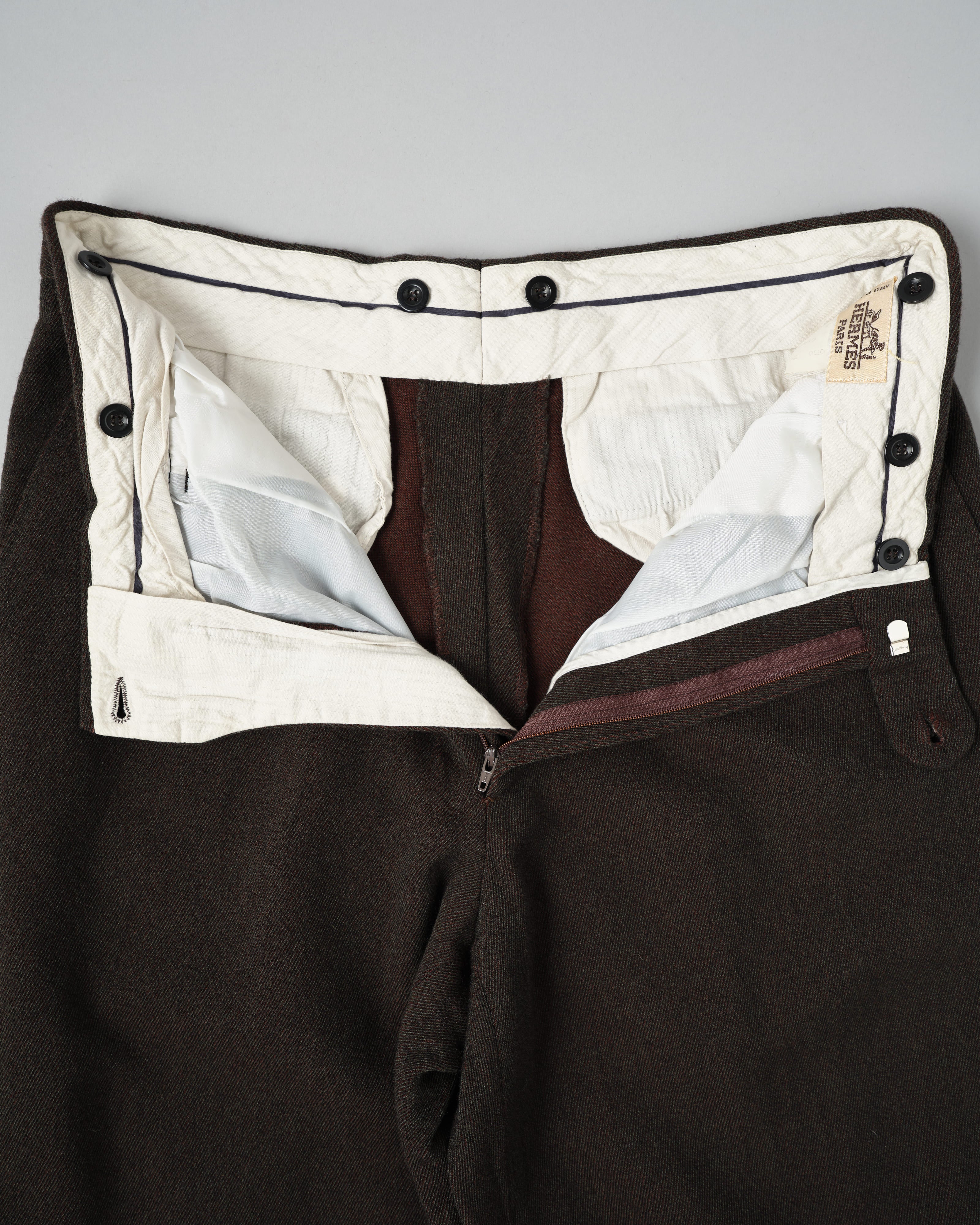 [~90's] Old Hermès Paris 2 Tuck Wool Trousers Size.50