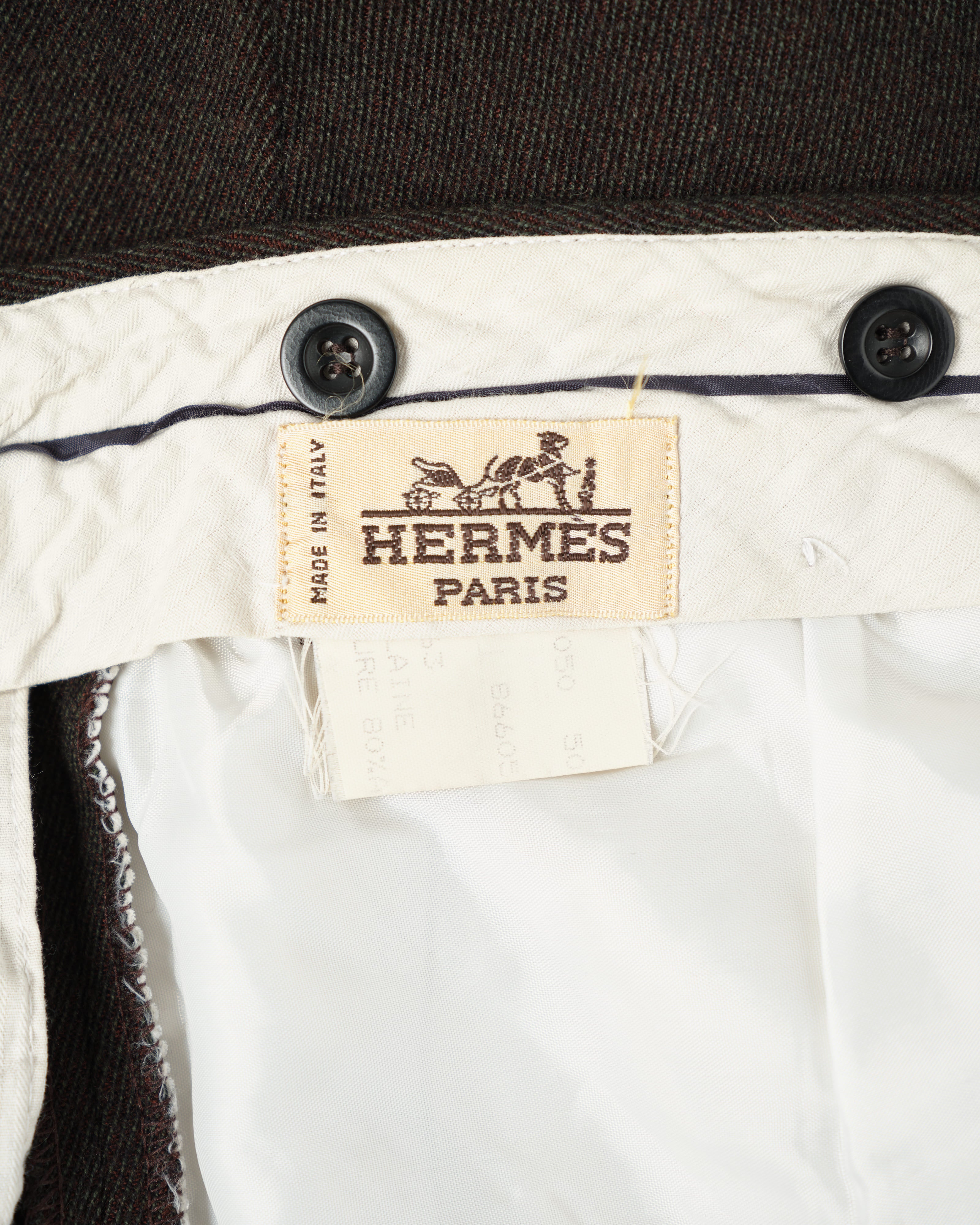 [~90's] Old Hermès Paris 2 Tuck Wool Trousers Size.50