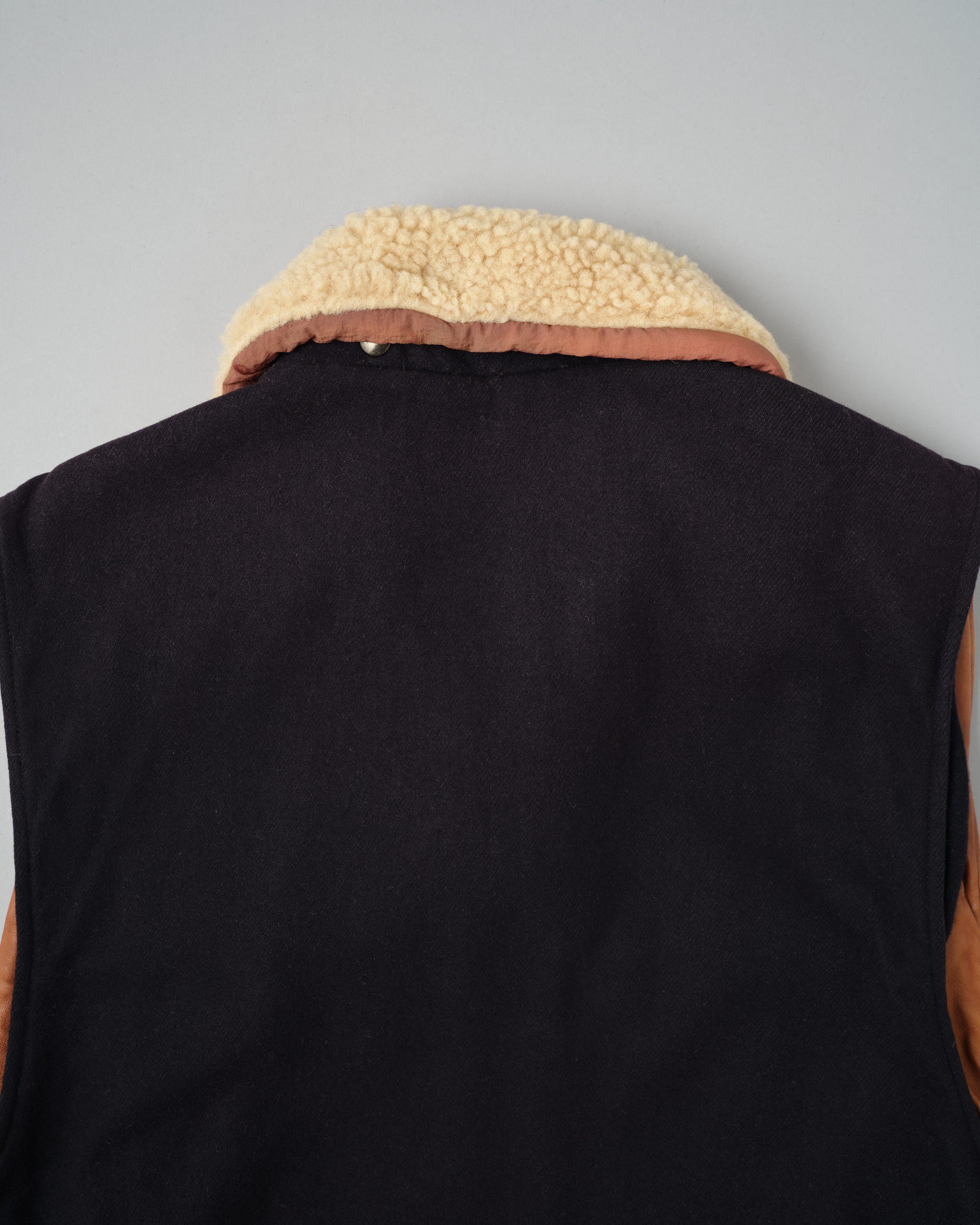 【~80’s】Vintage Façonnable Boa Collar Mixed Wool Vest Size.3