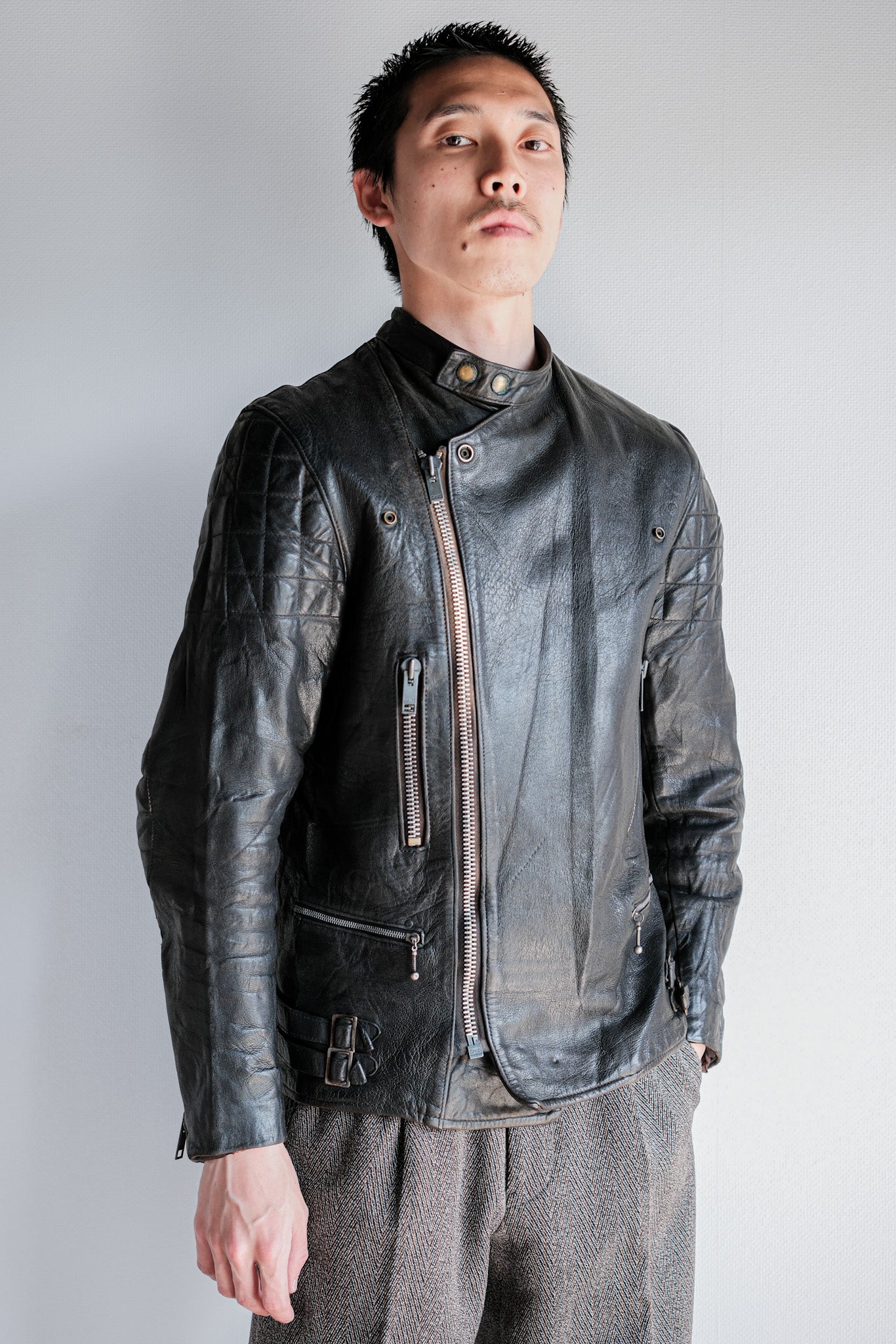 [~ 60's] French Vintage Leather Riders Jacket "Jacques Motard"