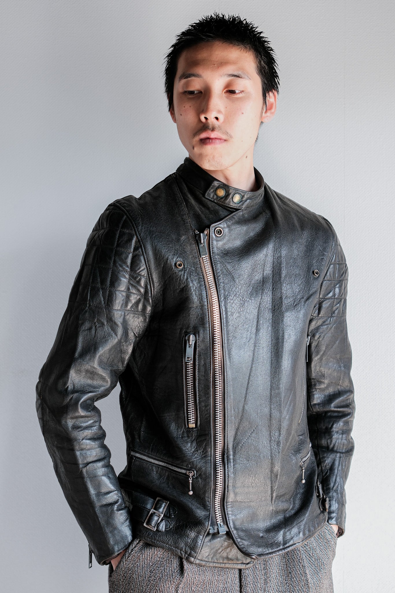 [~ 60's] French Vintage Leather Riders Jacket "Jacques Motard"