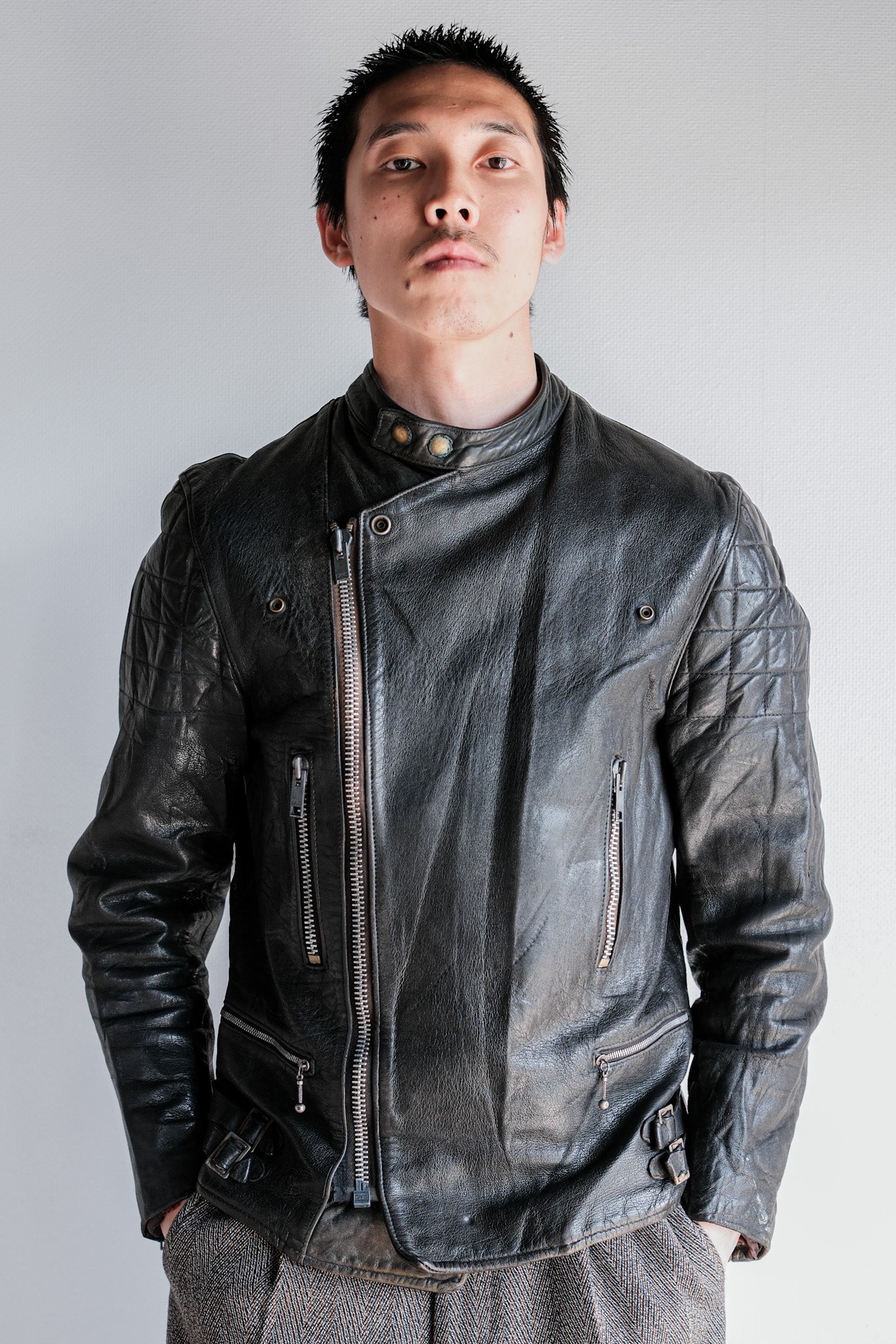 [~ 60's] French Vintage Leather Riders Jacket "Jacques Motard"