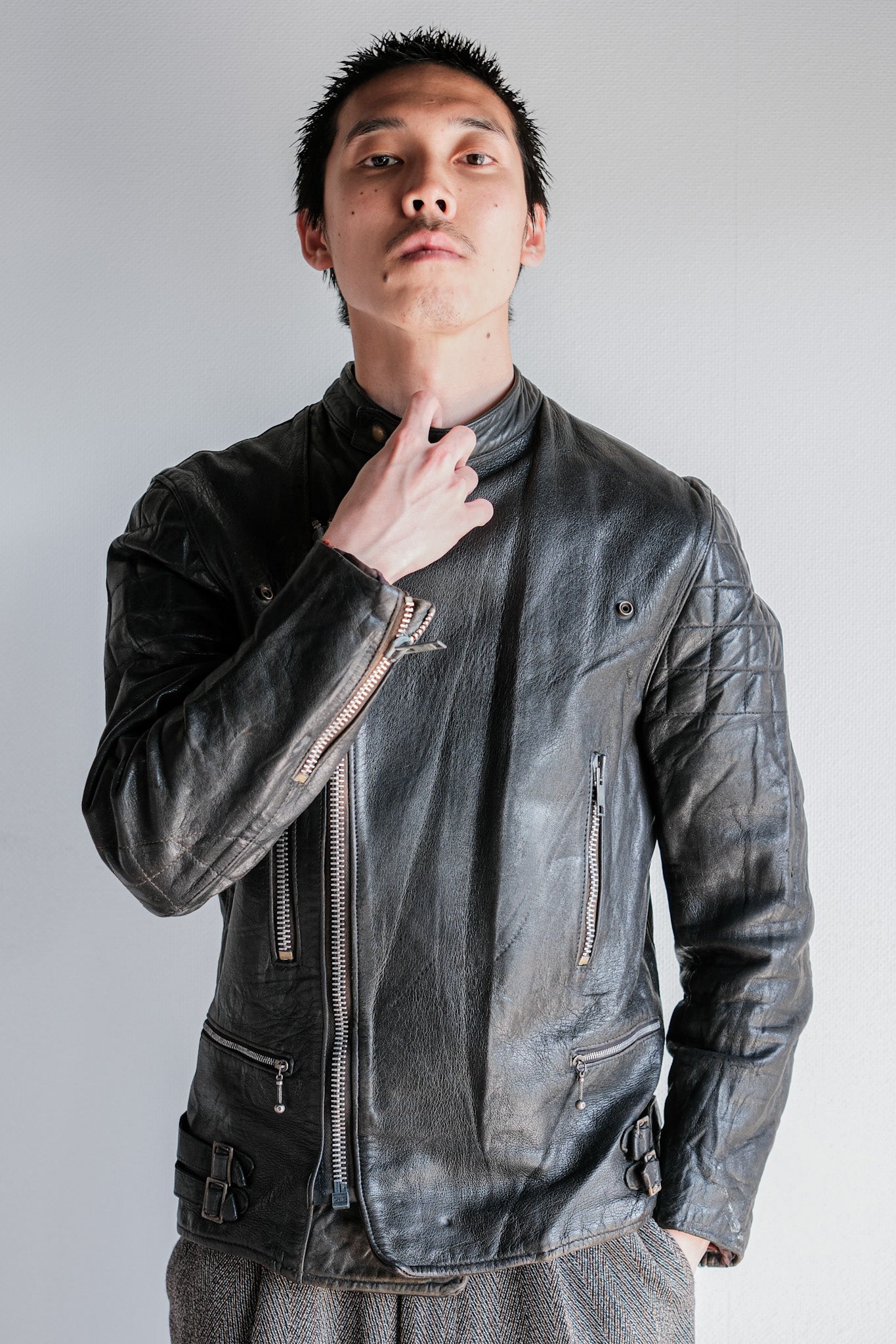 [~ 60's] French Vintage Leather Riders Jacket "Jacques Motard"