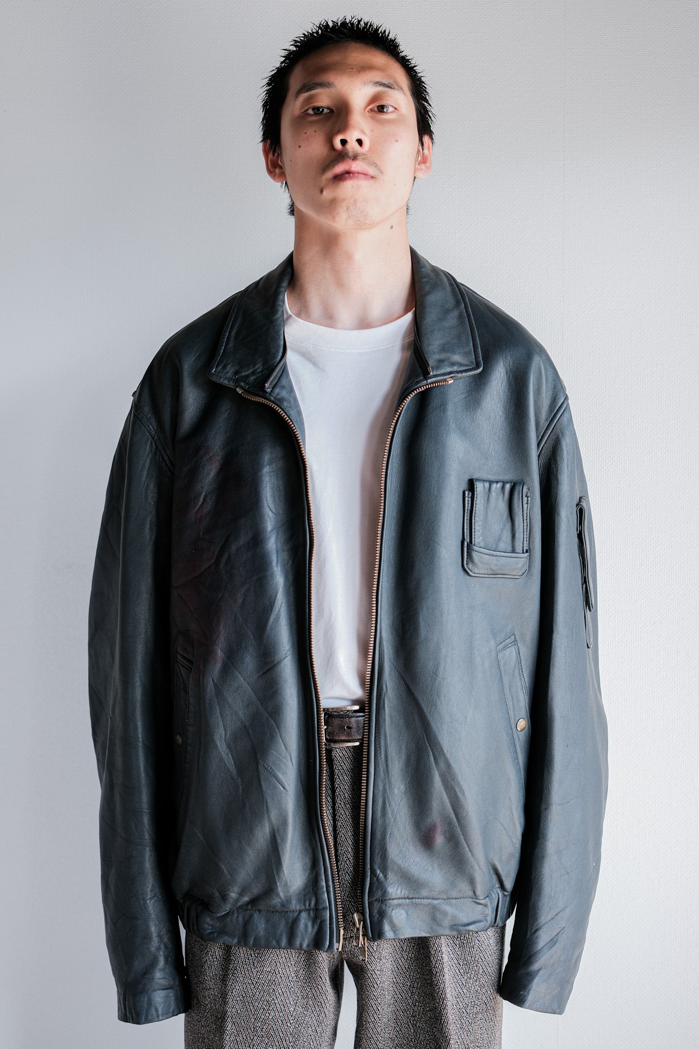 ［~70's］French Air Force Pilot Leather Jacket Size.104X