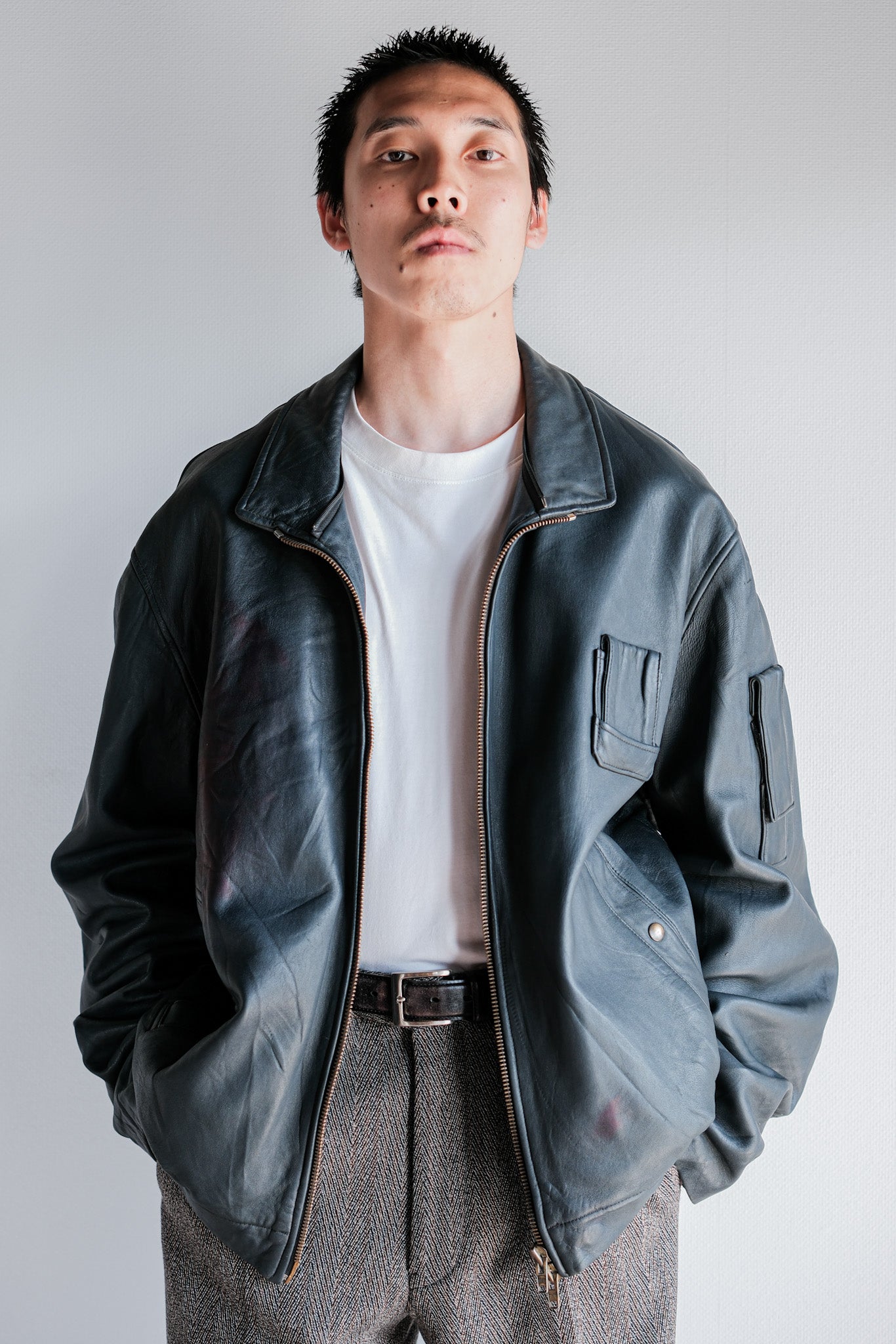 ［~70's］French Air Force Pilot Leather Jacket Size.104X