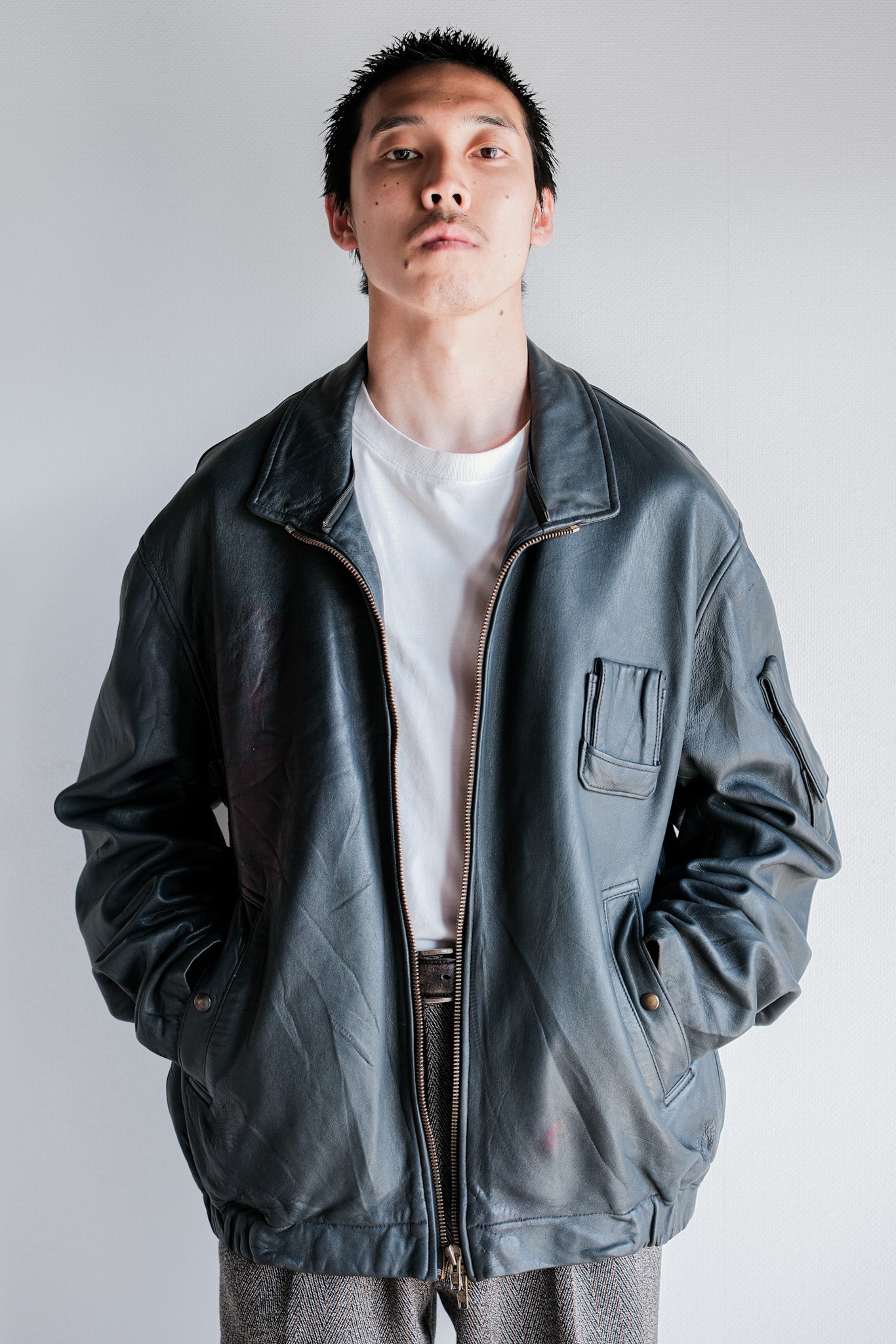 ［~70's］French Air Force Pilot Leather Jacket Size.104X
