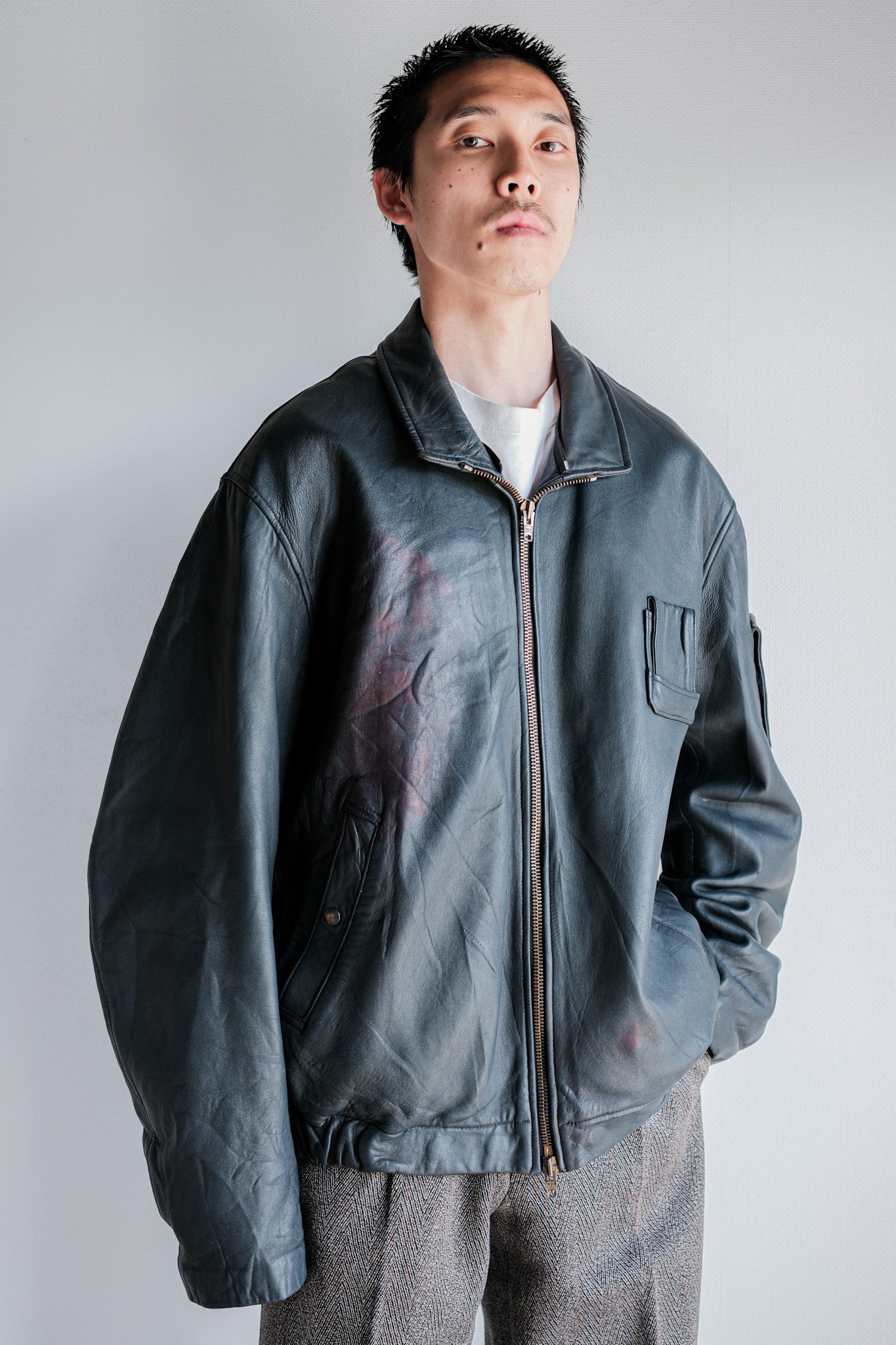 ［~70's］French Air Force Pilot Leather Jacket Size.104X