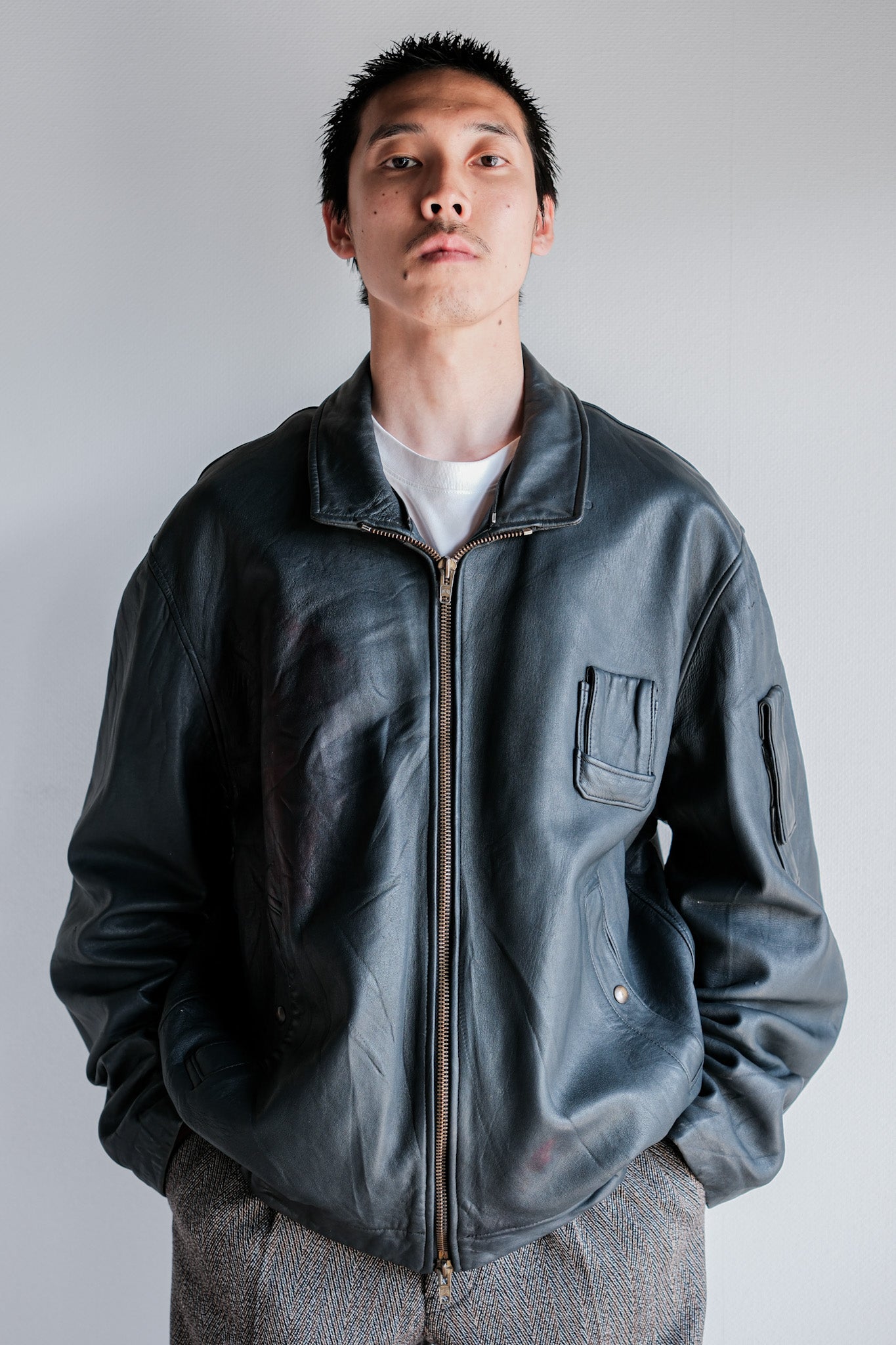 ［~70's］French Air Force Pilot Leather Jacket Size.104X