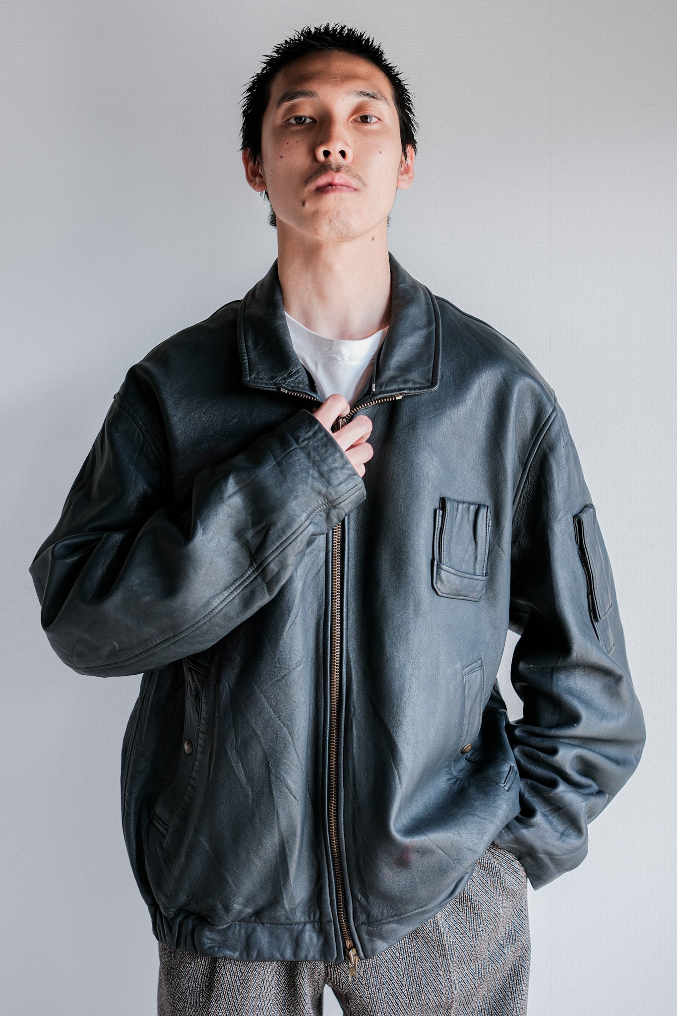 ［~70's］French Air Force Pilot Leather Jacket Size.104X