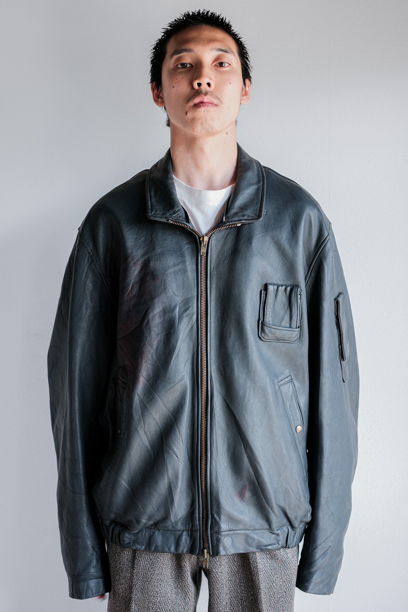 ［~70's］French Air Force Pilot Leather Jacket Size.104X