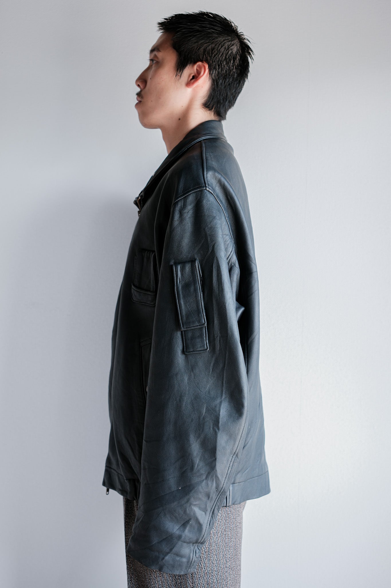 ［~70's］French Air Force Pilot Leather Jacket Size.104X