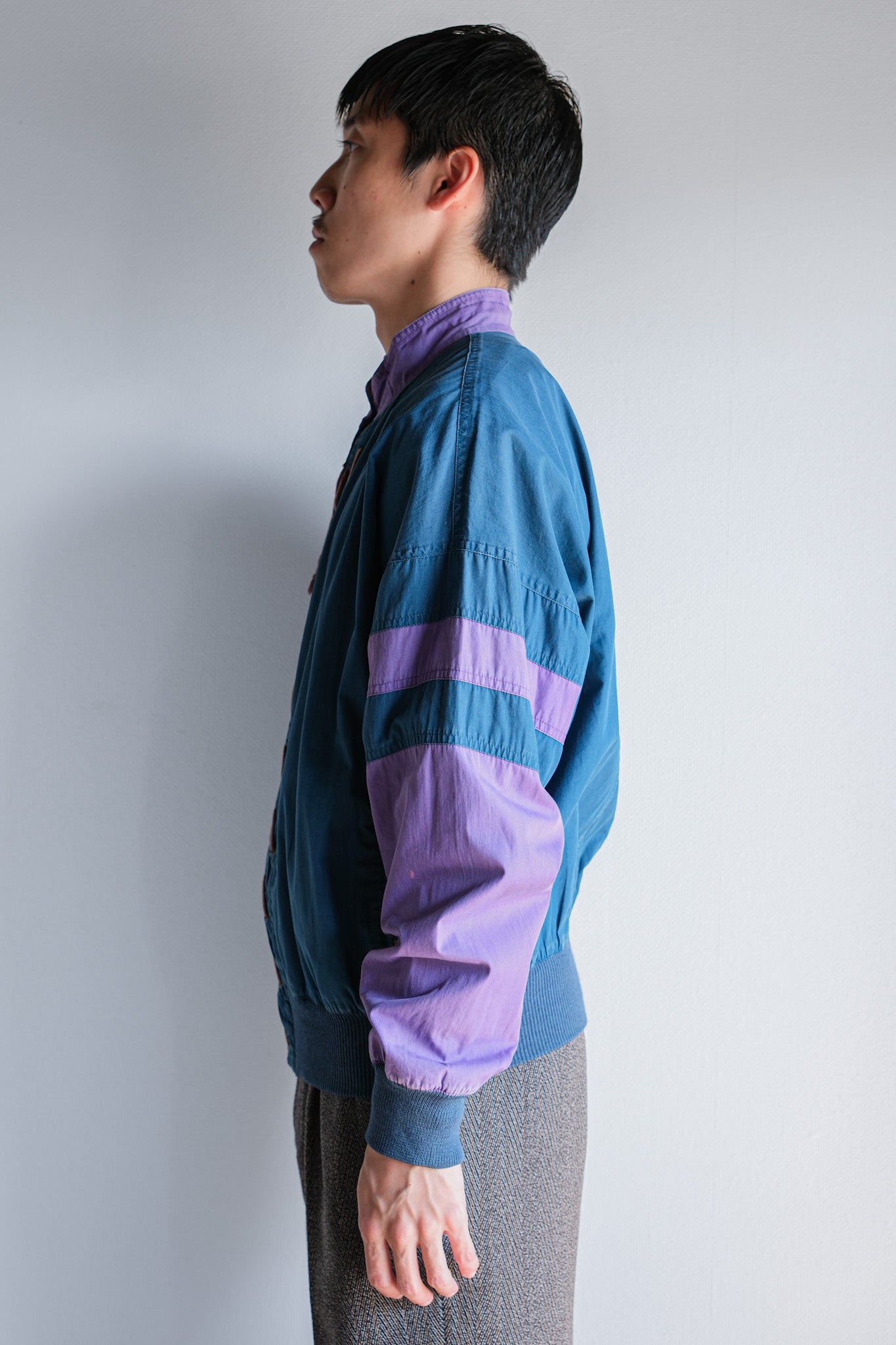 ［~80's］Old GIORGIO ARMANI 2 Tone Zip Up Cotton Blouson