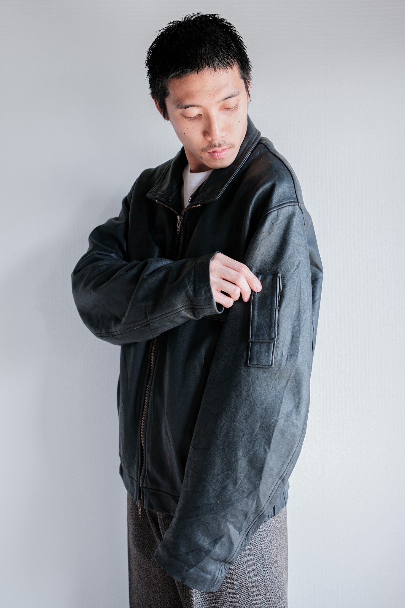 ［~70's］French Air Force Pilot Leather Jacket Size.104X