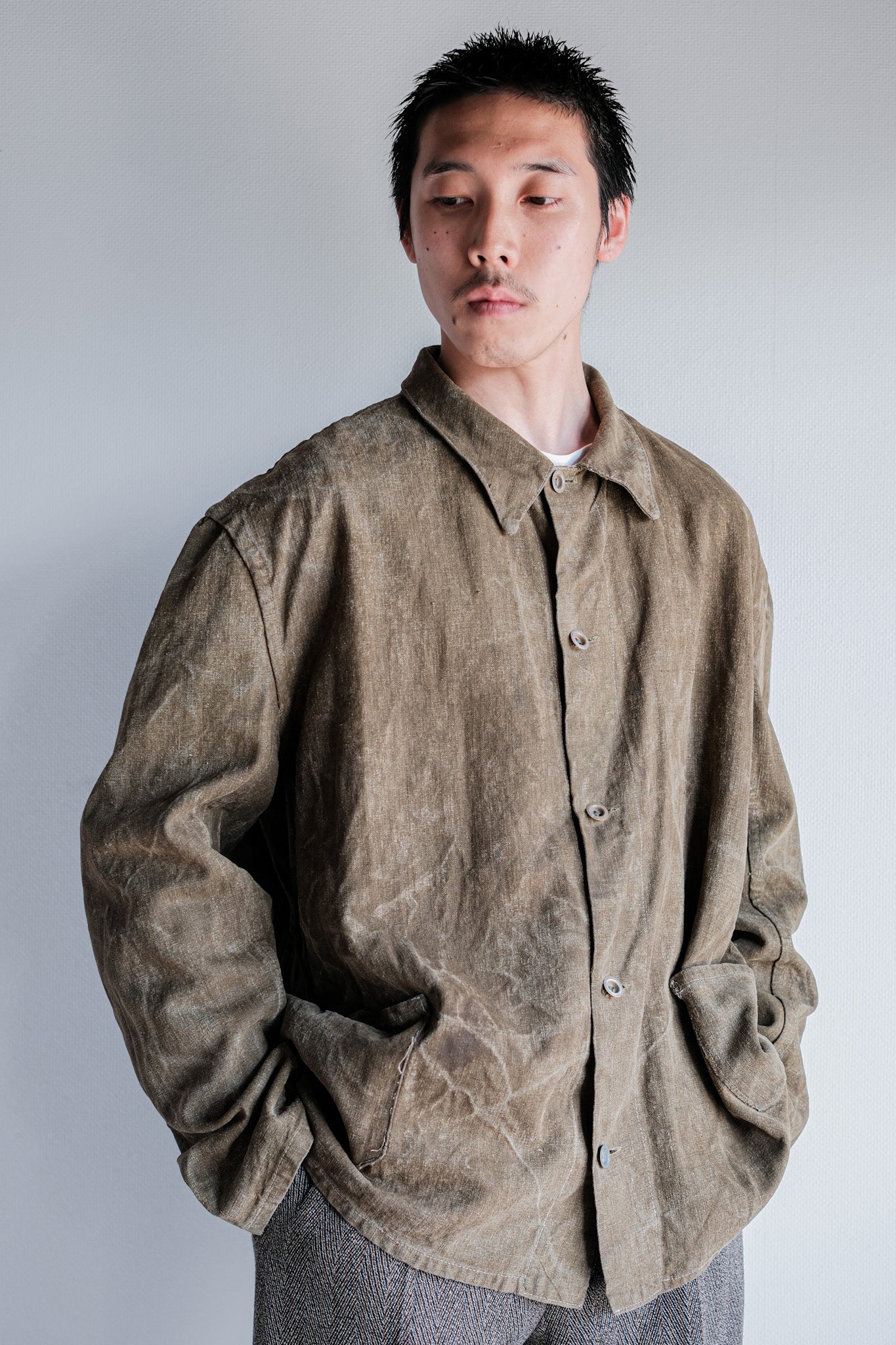 【~40's】WWⅡ German Army Linen Work Jacket "Wehrmacht"