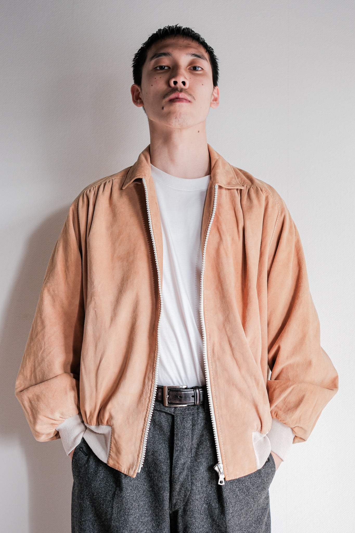 ［~70's］Old Hermès Sport Paris Saddle Shoulder Suede Leather Blouson