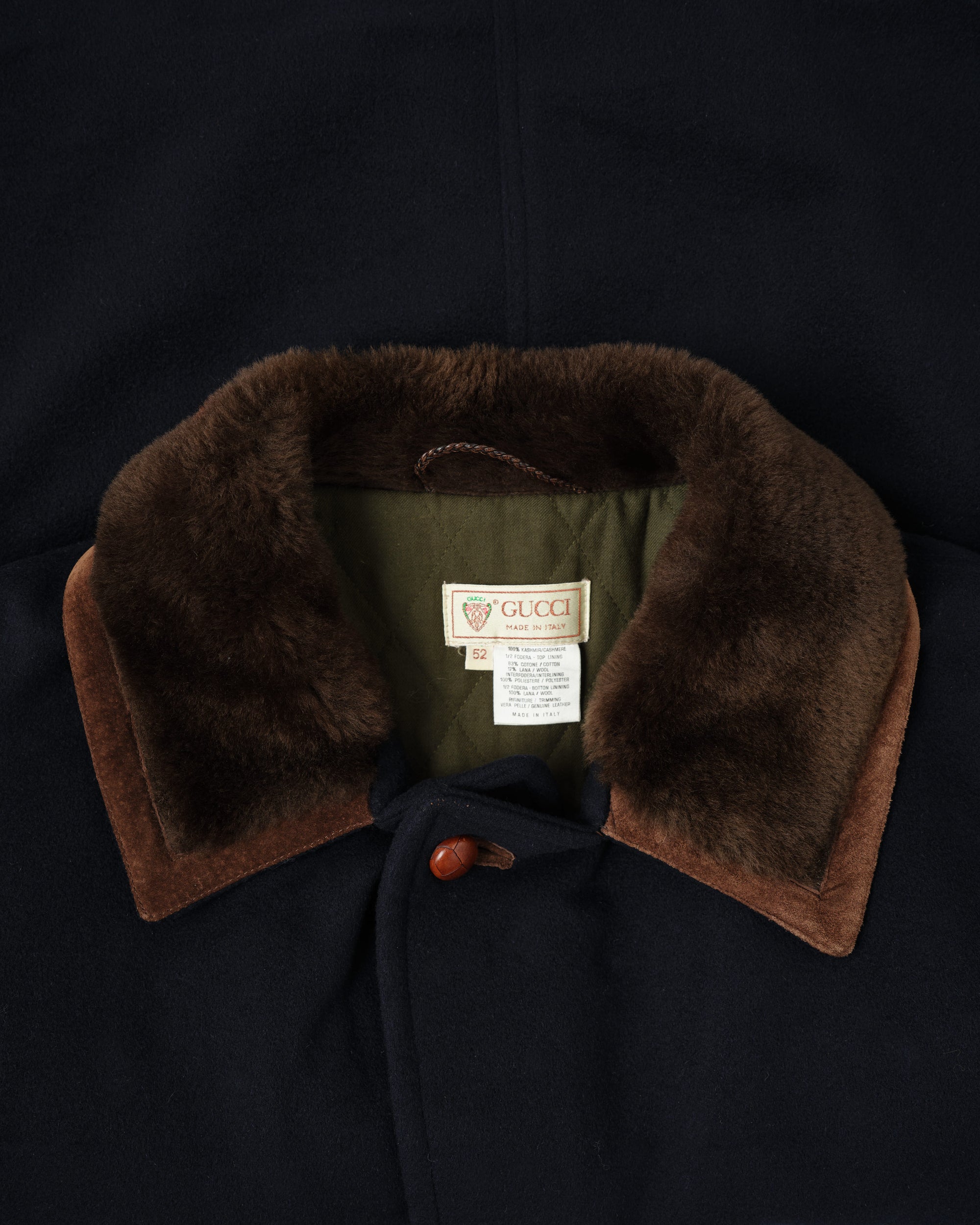 【~80’s】Old GUCCI Fur Collar Cashmere Jacket Size.52