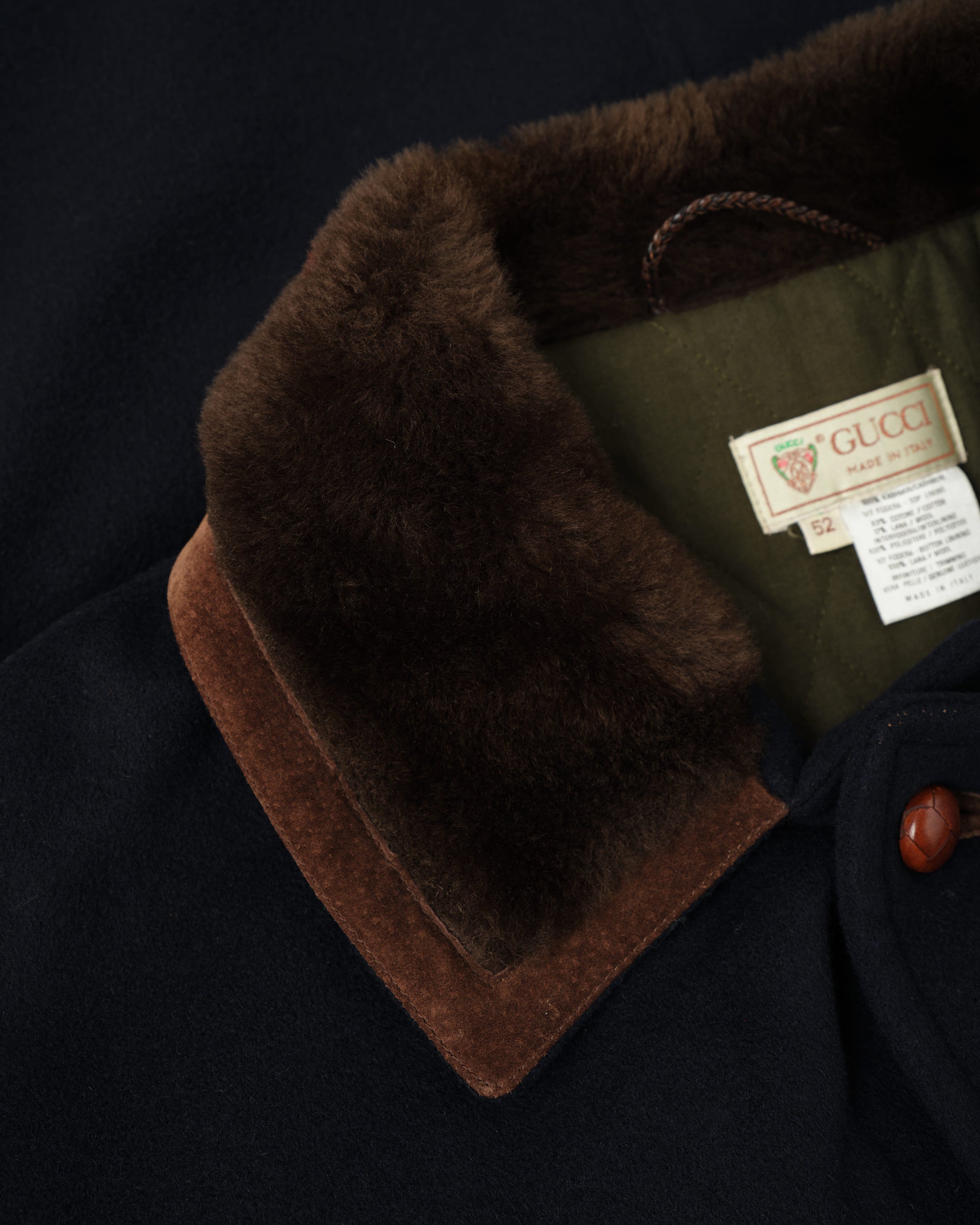 【~80’s】Old GUCCI Fur Collar Cashmere Jacket Size.52