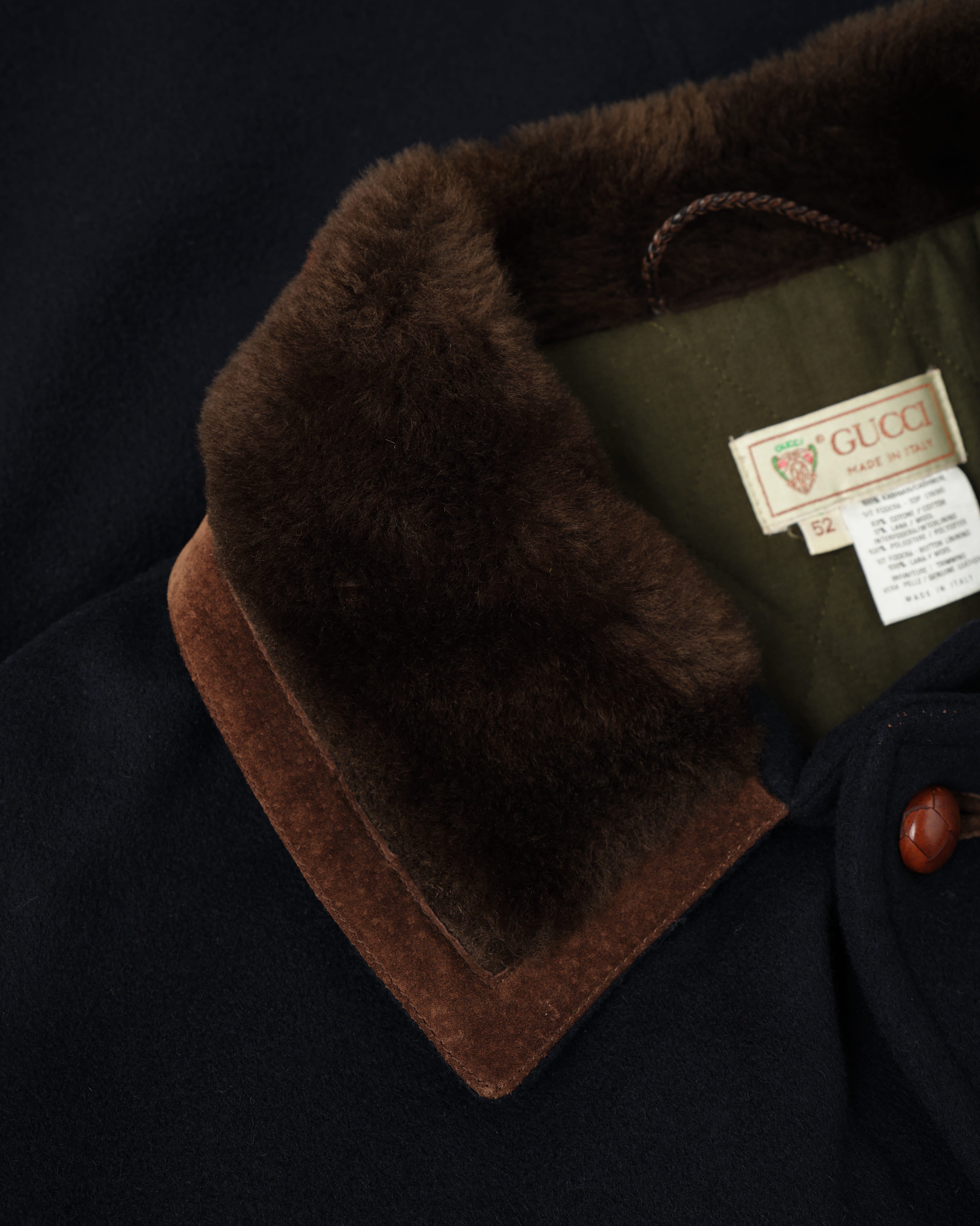 [~80’s] Old GUCCI Fur Collar Cashmere Jacket Size.52