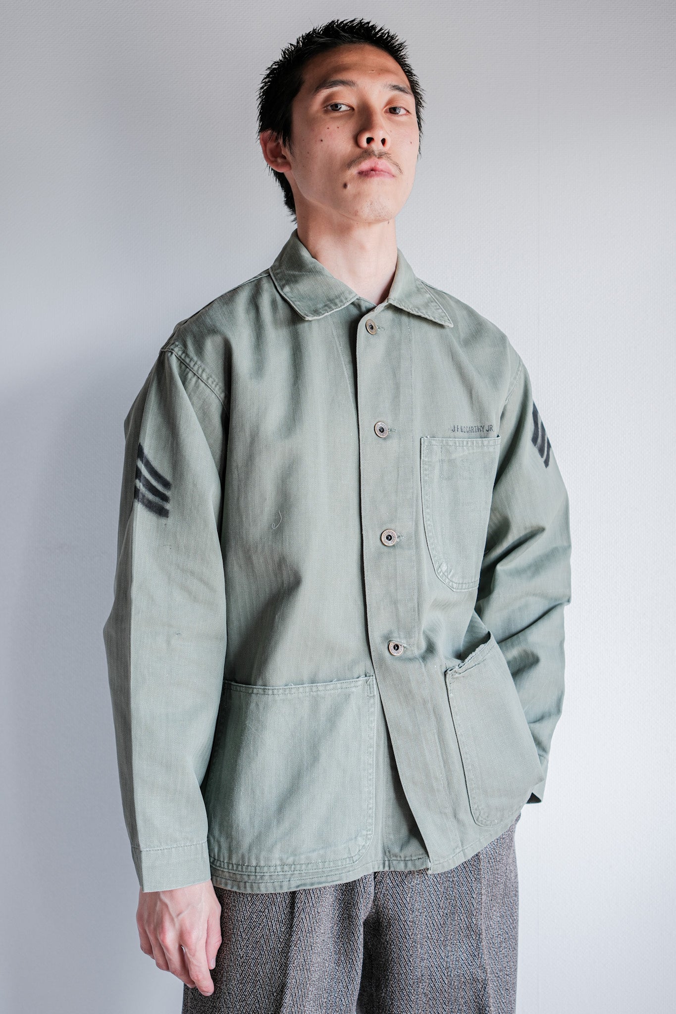 [~ 40's] U.S.M.C P-47 HBT Utility veste Taille.34