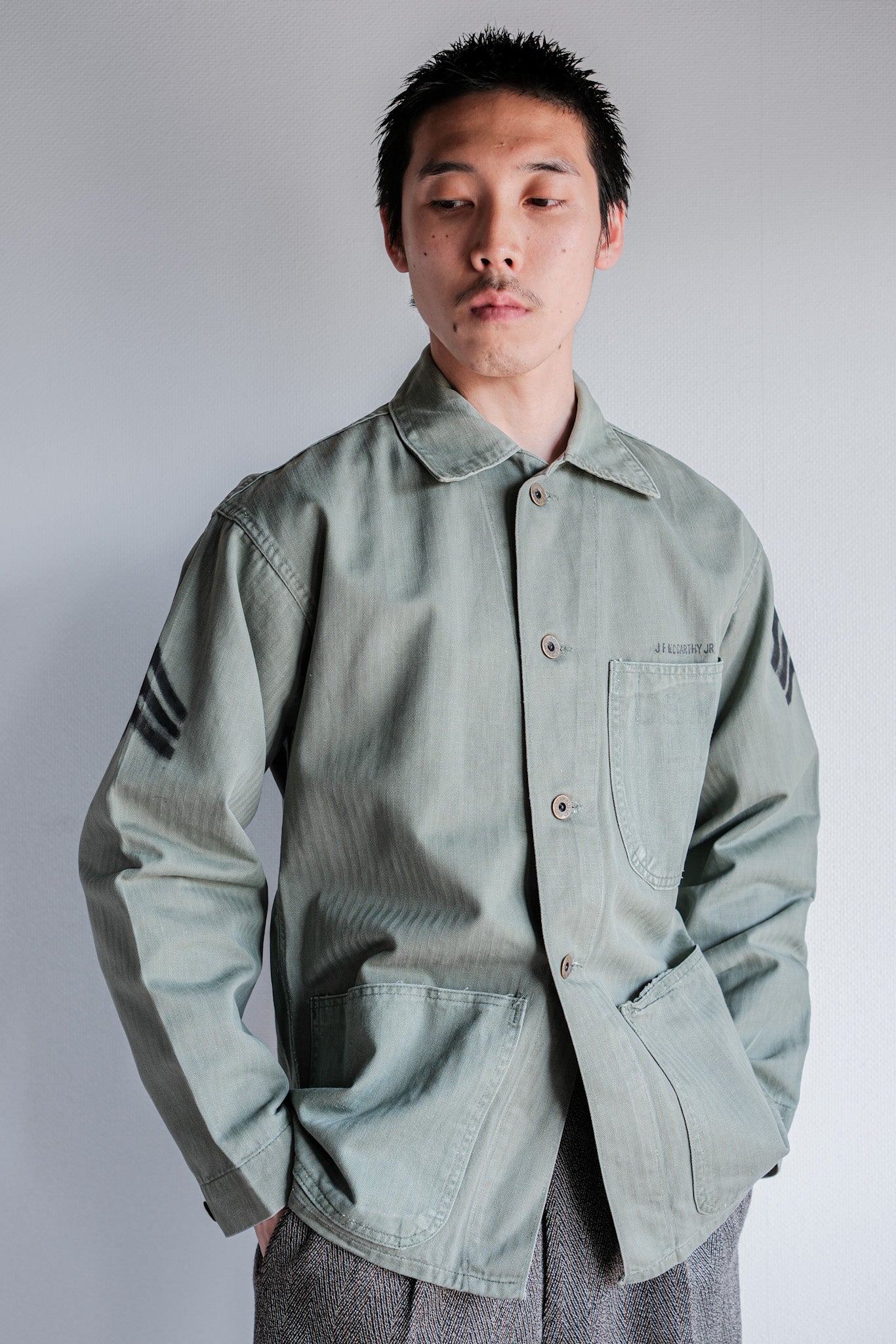 [~ 40's] สหรัฐอเมริกา P-47 HBT Utility Jacket Size.34