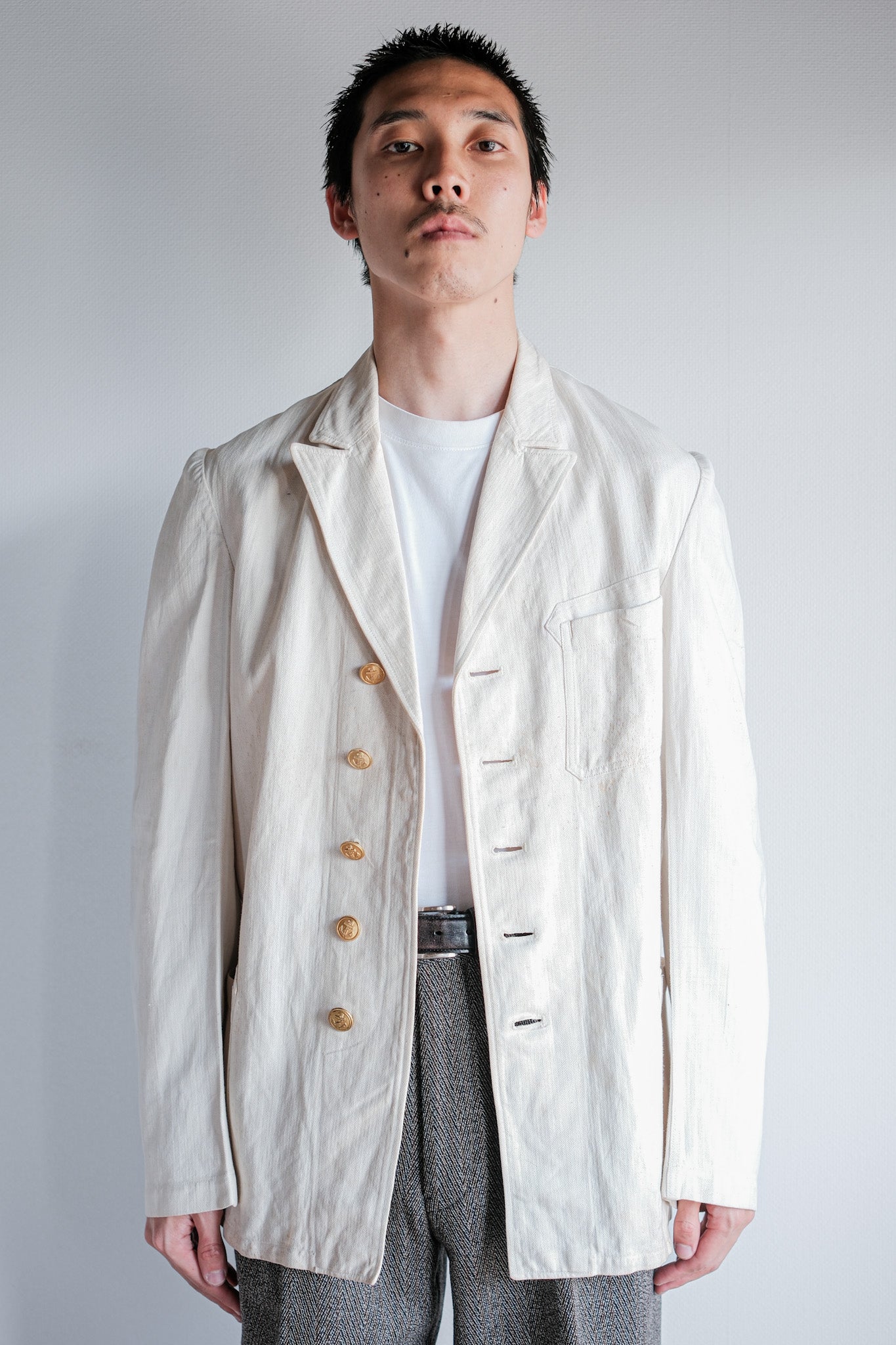 ［~40's］WWⅡ German Navy Drillich HBT Cotton Linen Officer Lapel Jacket "Kriegsmarine"