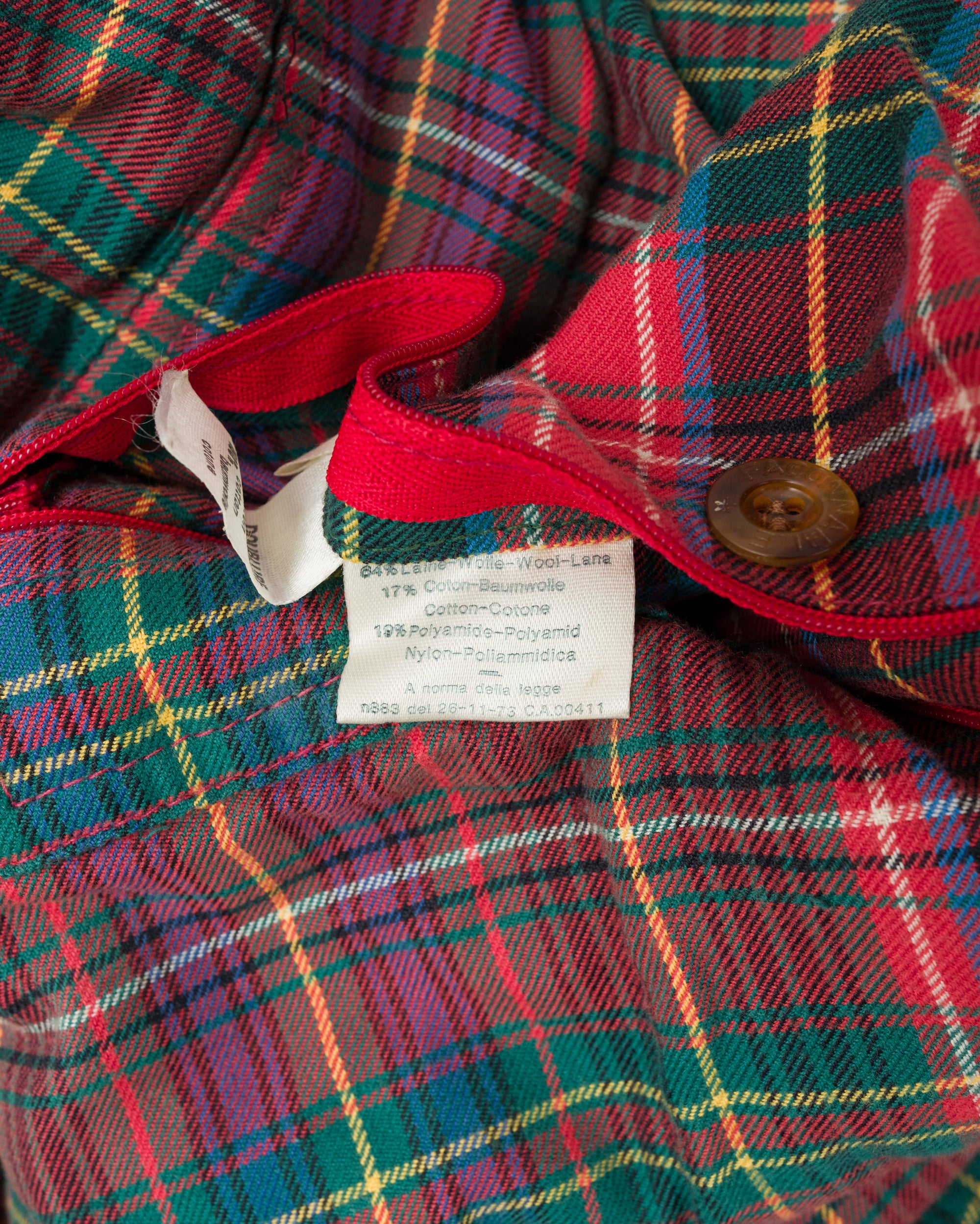 【~80’s】Vintage Façonnable Mixed Wool Crazy Pattern Blouson With Chin Strap Size.L