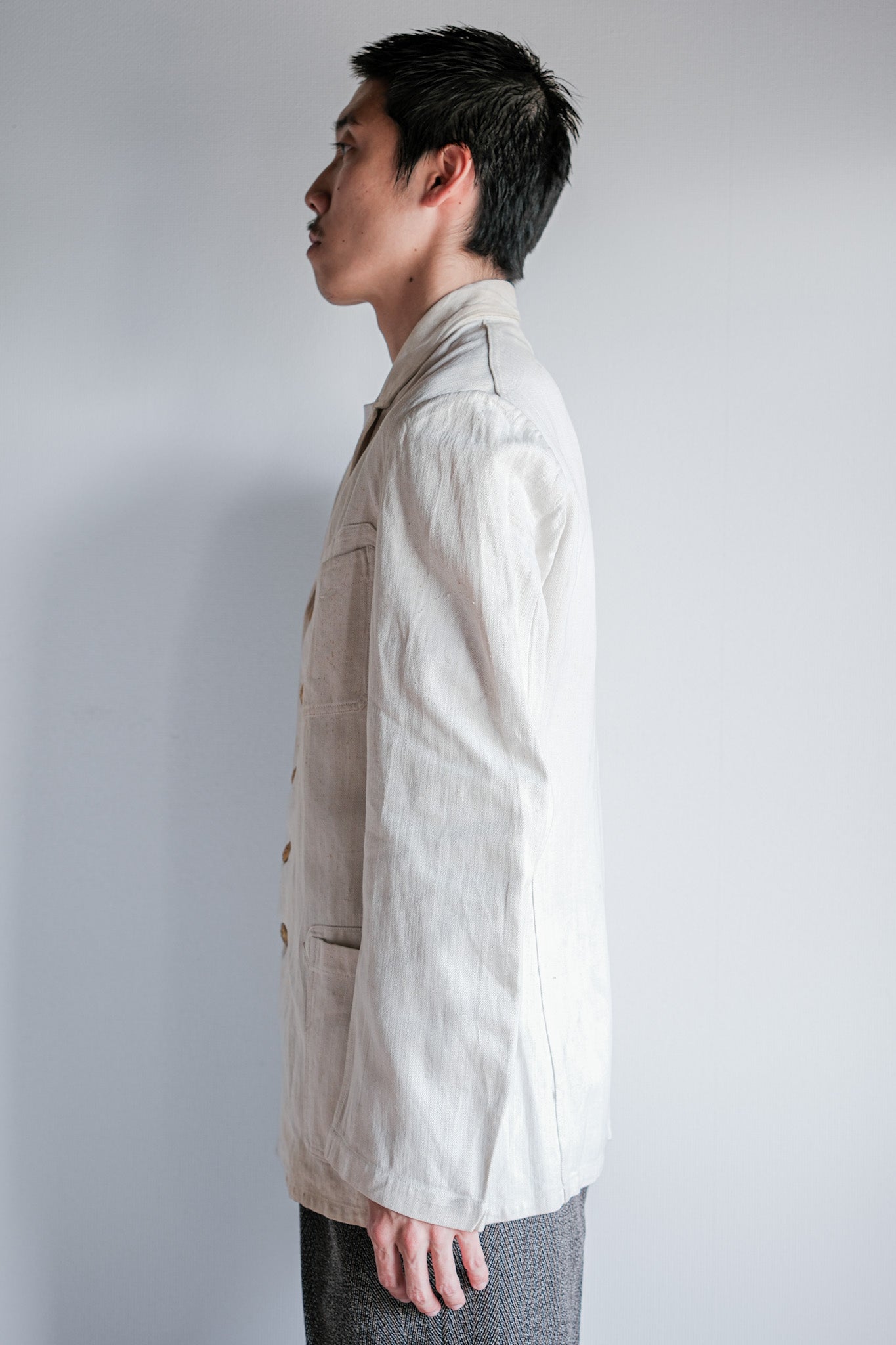［~40's］WWⅡ German Navy Drillich HBT Cotton Linen Officer Lapel Jacket "Kriegsmarine"