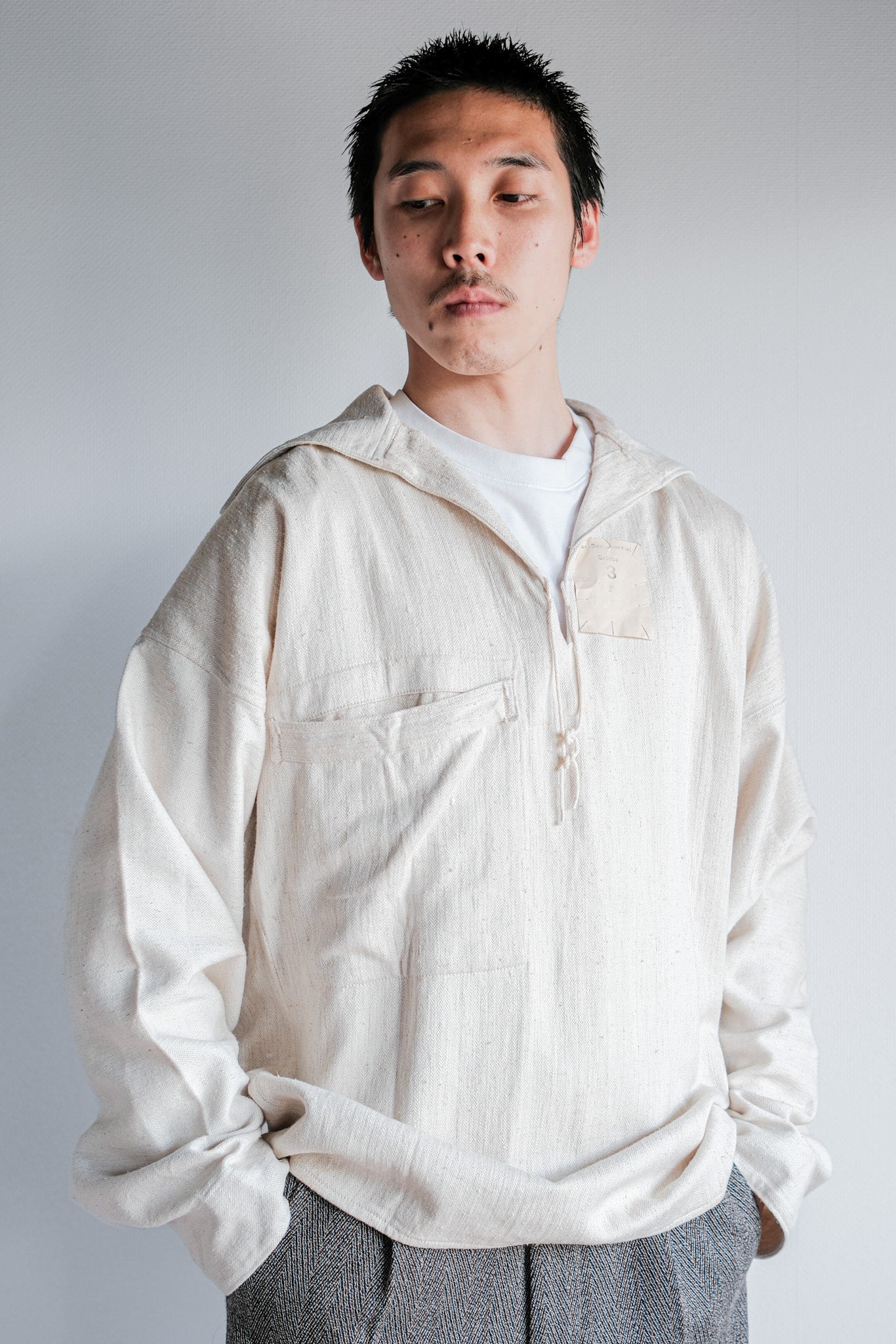 [~ 40 's] WW 's 독일 해군 드릴리 치 HBT Linen Sailor Smock Size.3 "Kriegsmarine" "Dead Stock"