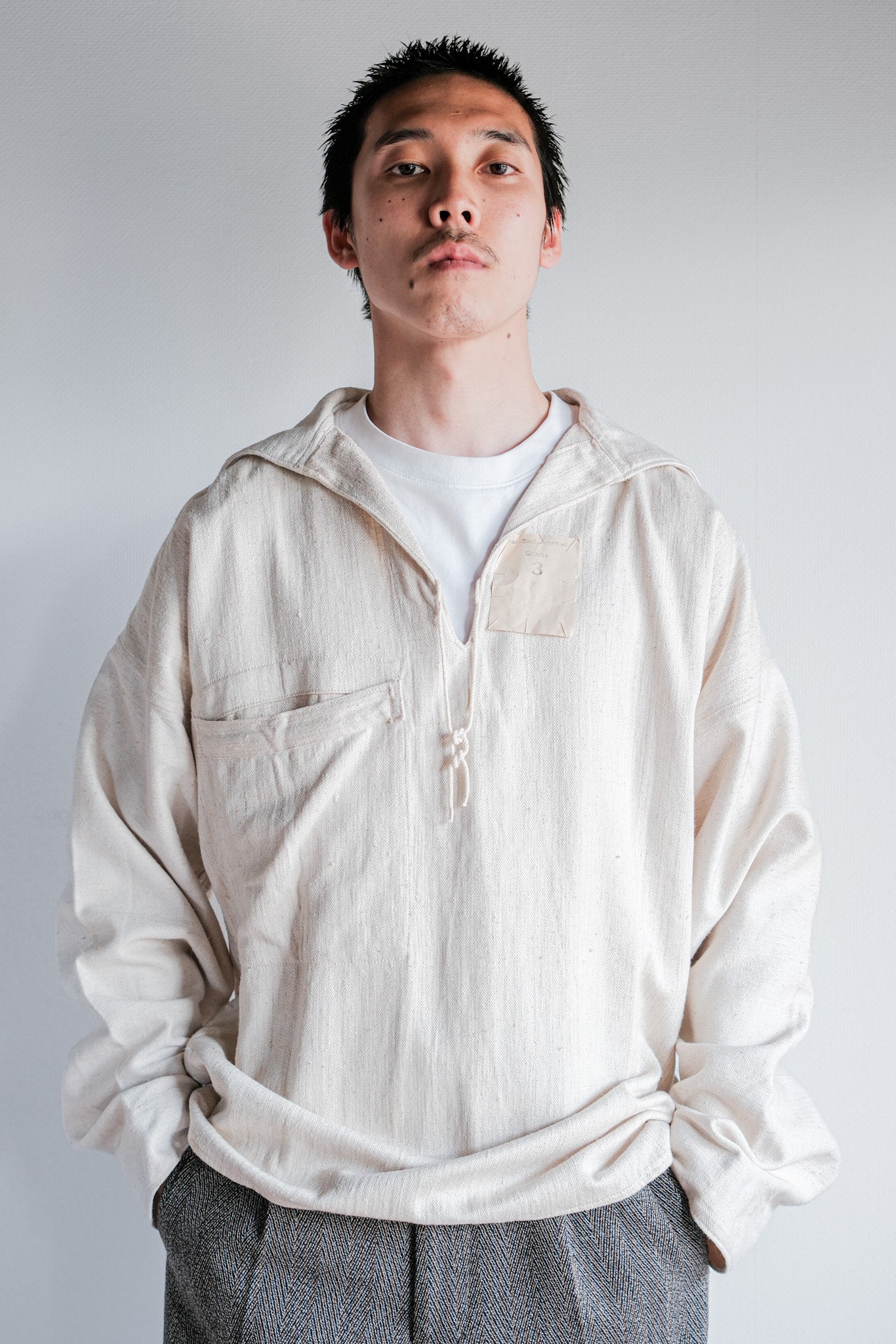 ［~40's］WWⅡ German Navy Drillich HBT Linen Sailor Smock Size.3 "Kriegsmarine" "Dead Stock"