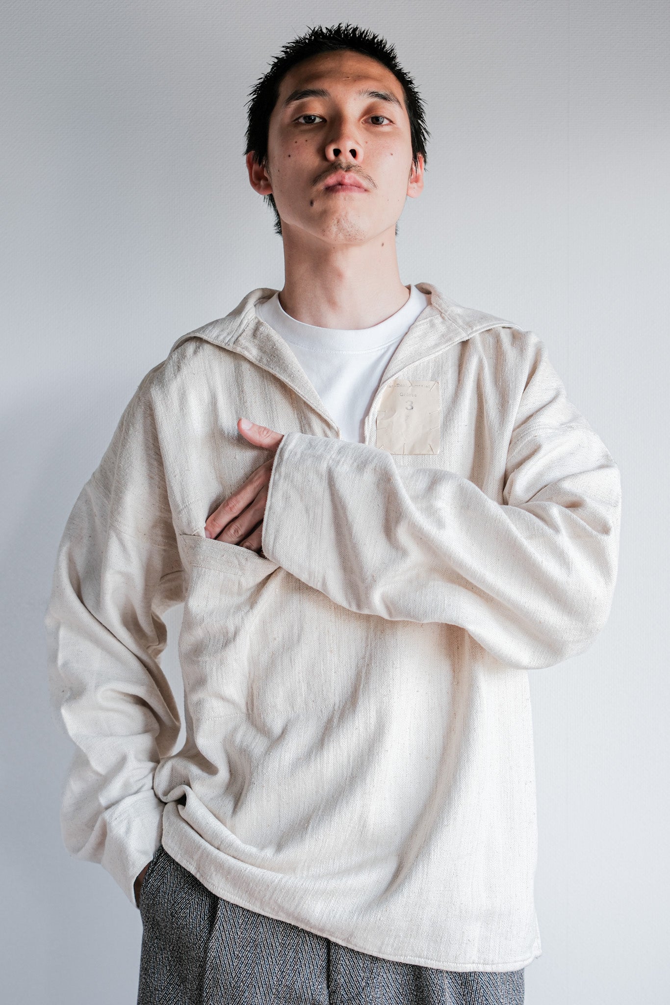 ［~40's］WWⅡ German Navy Drillich HBT Linen Sailor Smock Size.3 "Kriegsmarine" "Dead Stock"
