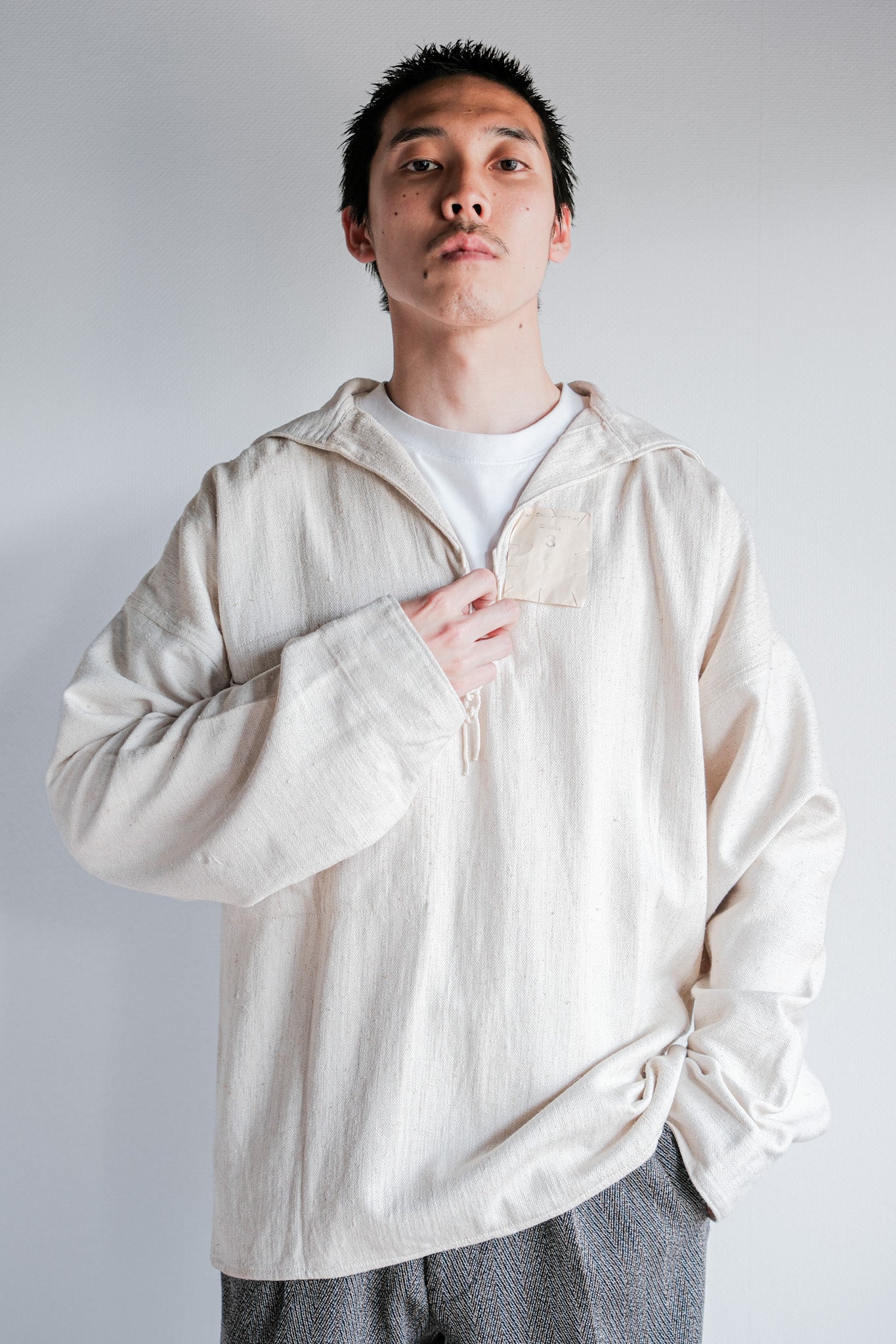 ［~40's］WWⅡ German Navy Drillich HBT Linen Sailor Smock Size.3 "Kriegsmarine" "Dead Stock"