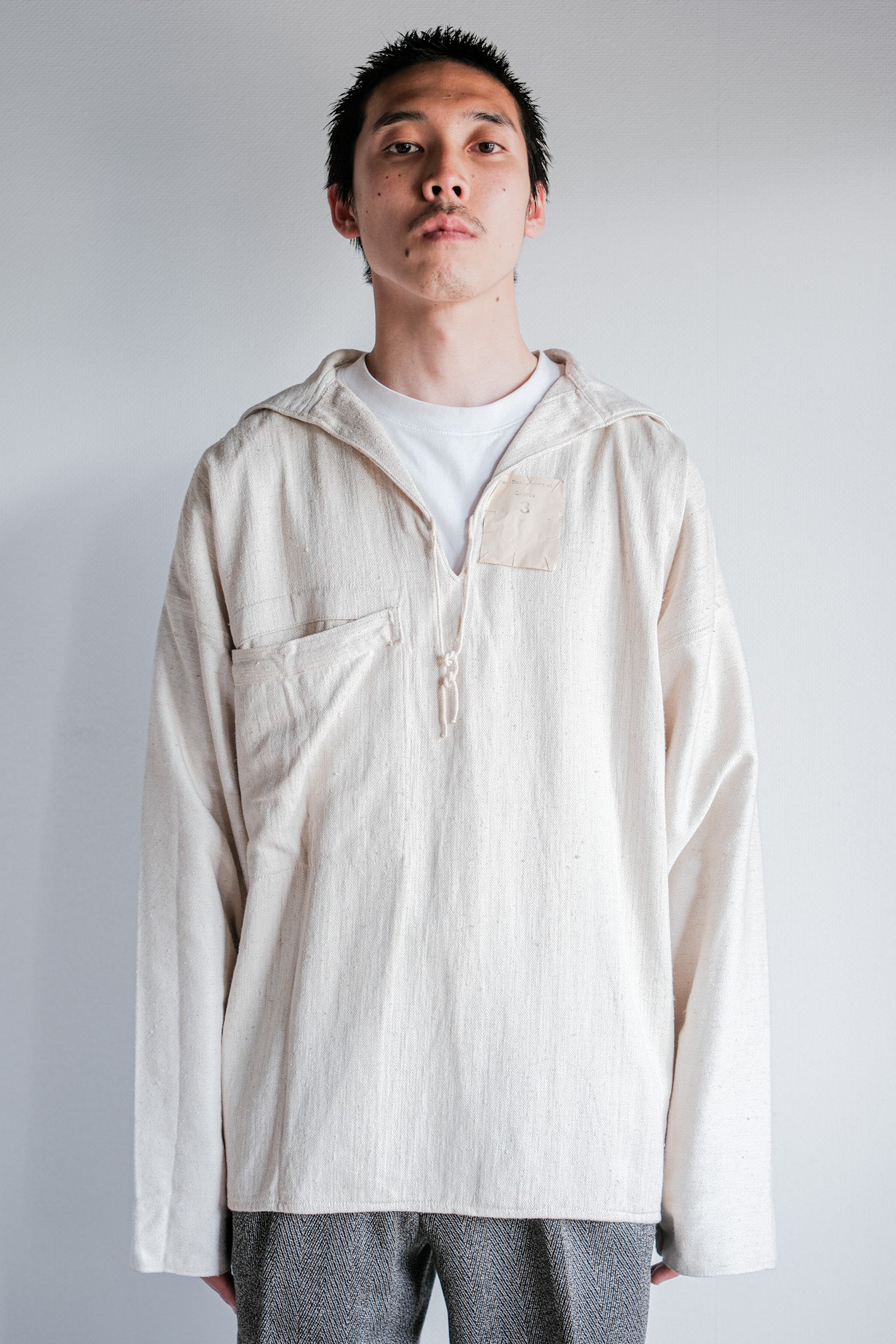 [~ 40 's] WW 's 독일 해군 드릴리 치 HBT Linen Sailor Smock Size.3 "Kriegsmarine" "Dead Stock"