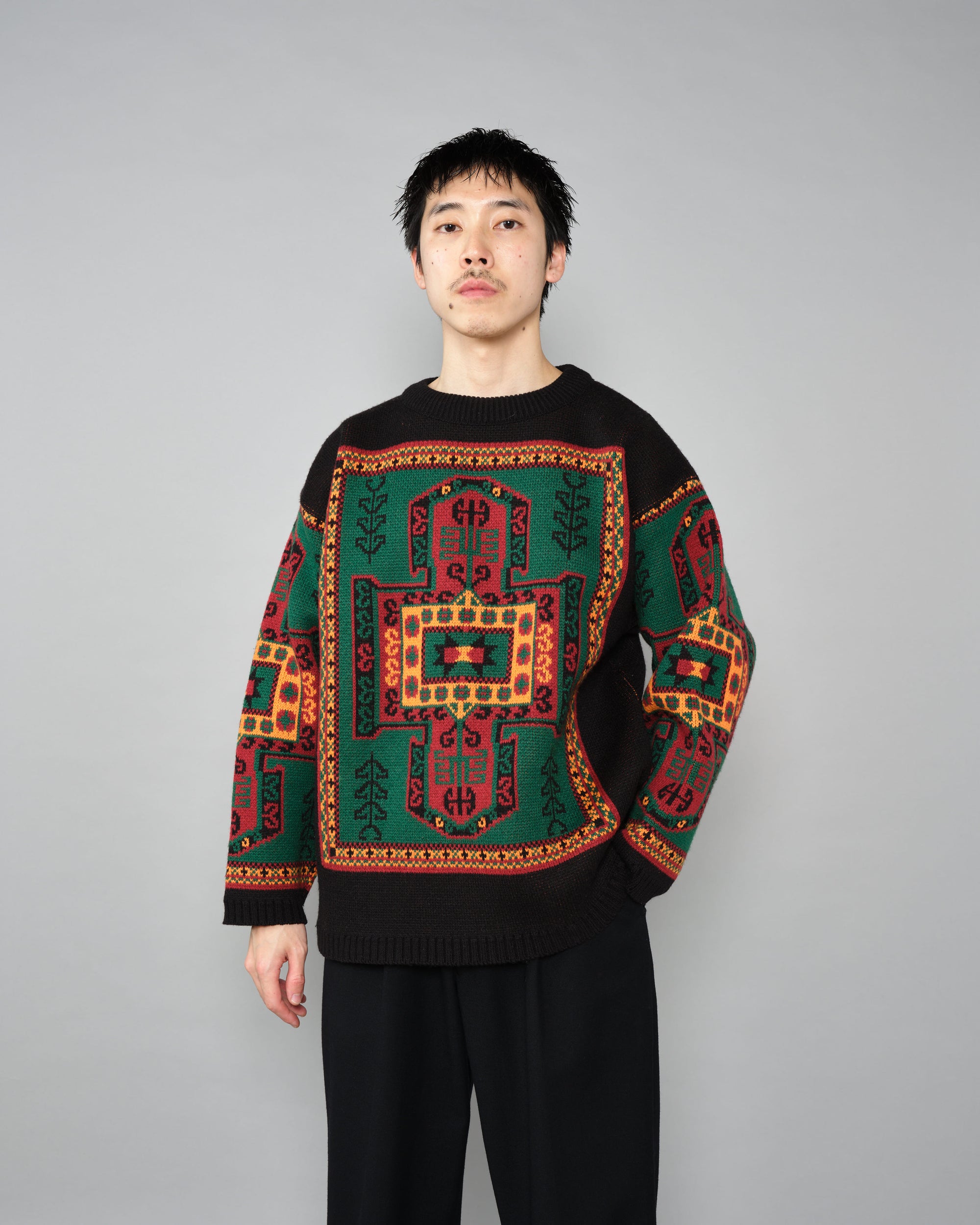［~70's］French Vintage Wool Acrylic Patterned Sweater