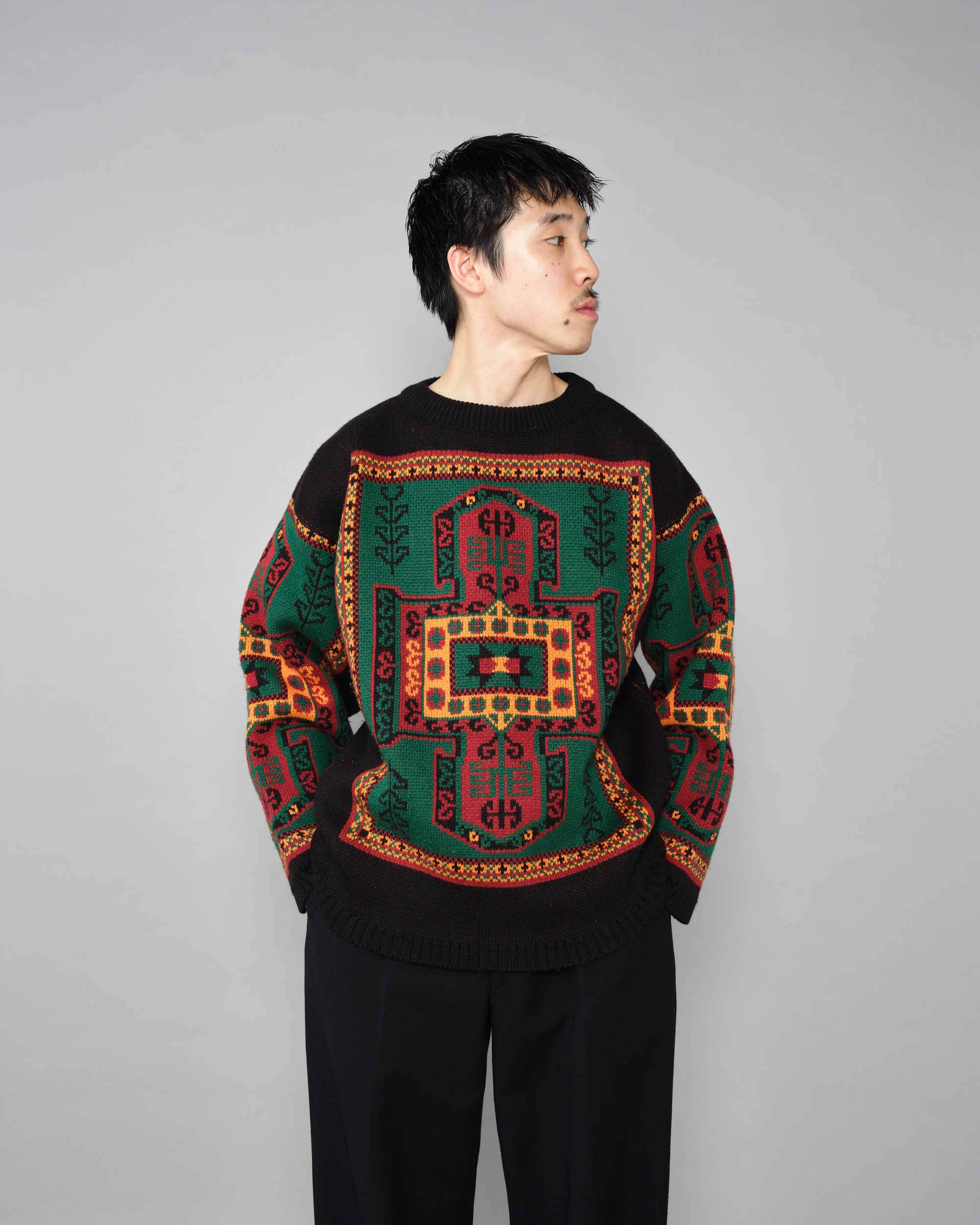 ［~70's］French Vintage Wool Acrylic Patterned Sweater
