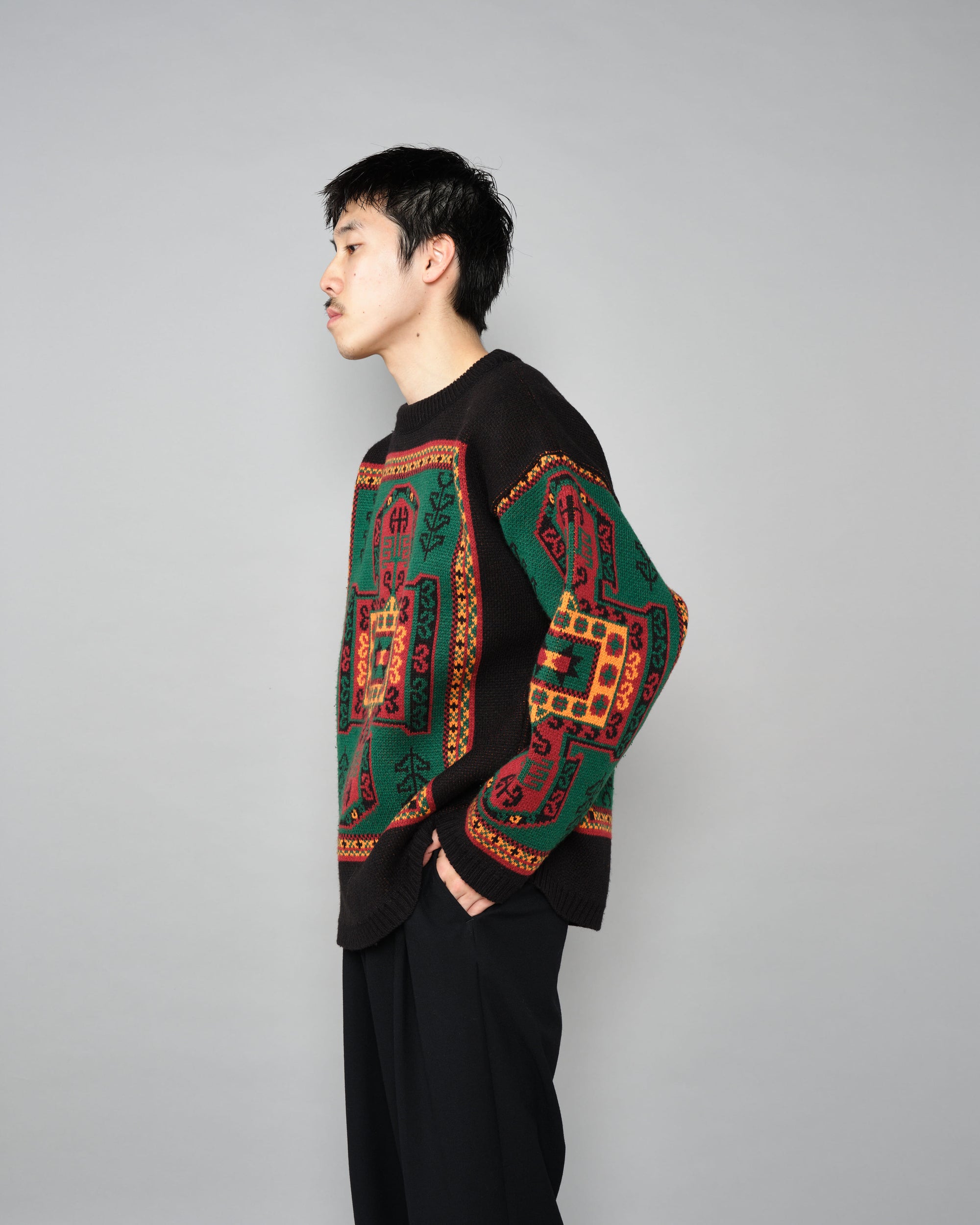 ［~70's］French Vintage Wool Acrylic Patterned Sweater
