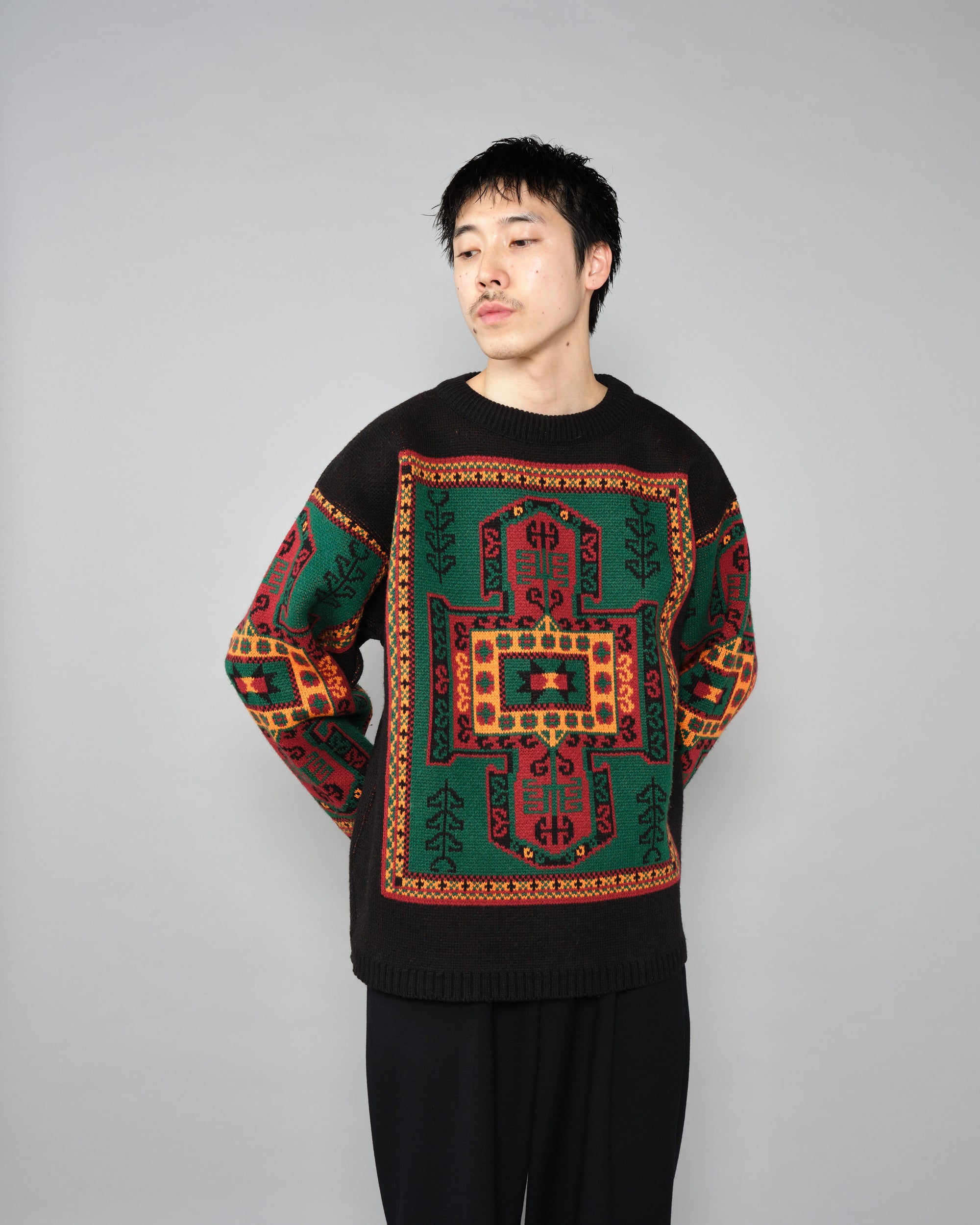 ［~70's］French Vintage Wool Acrylic Patterned Sweater