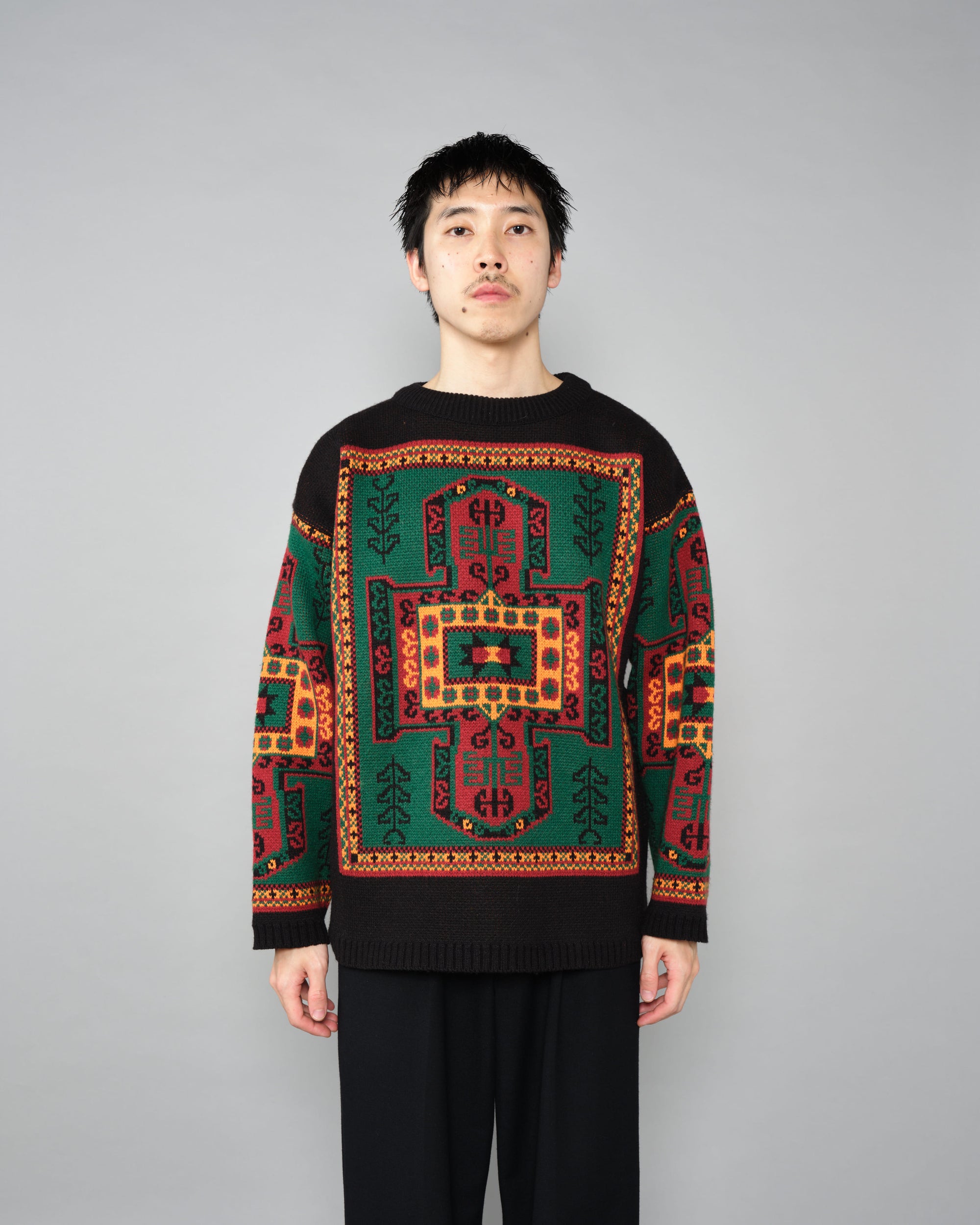 ［~70's］French Vintage Wool Acrylic Patterned Sweater