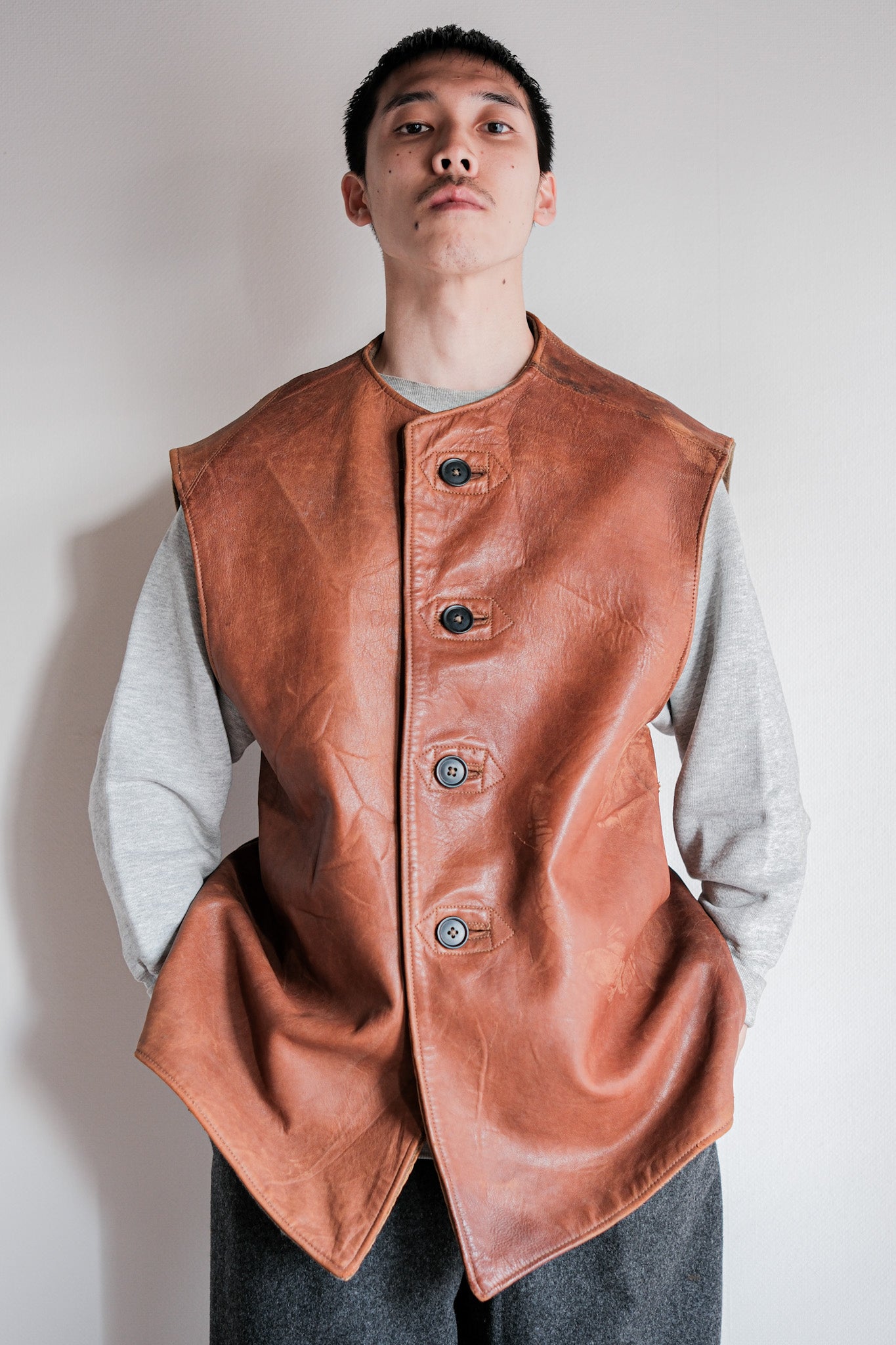 40's】British Army Jerkin Leather Vest 