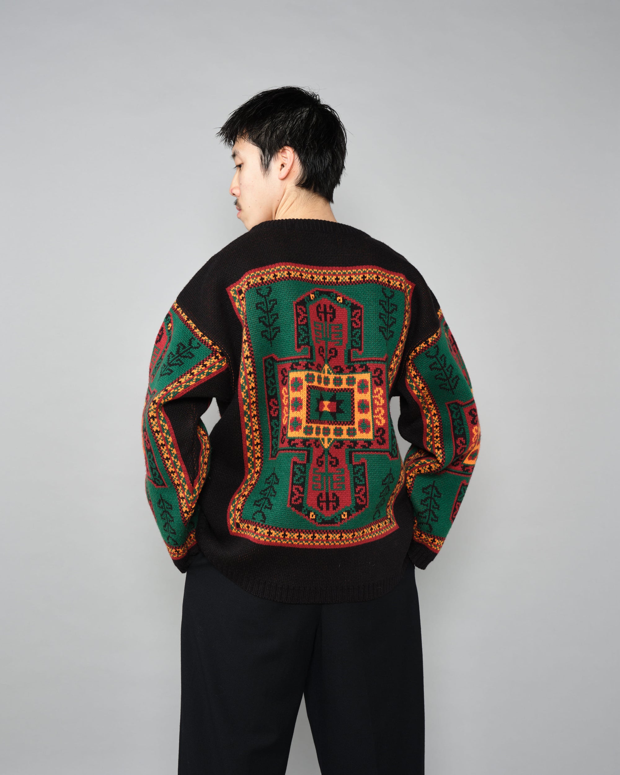 ［~70's］French Vintage Wool Acrylic Patterned Sweater
